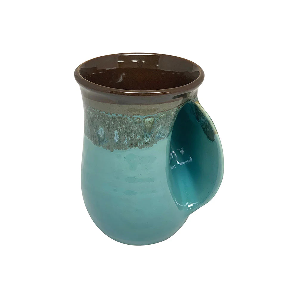 Clay in Motion Handwarmer Mug for Right Hand - Ocean Tide Color | Perfect for Coffee, Tea & Hot Drinks at Home, Office or Outdoor