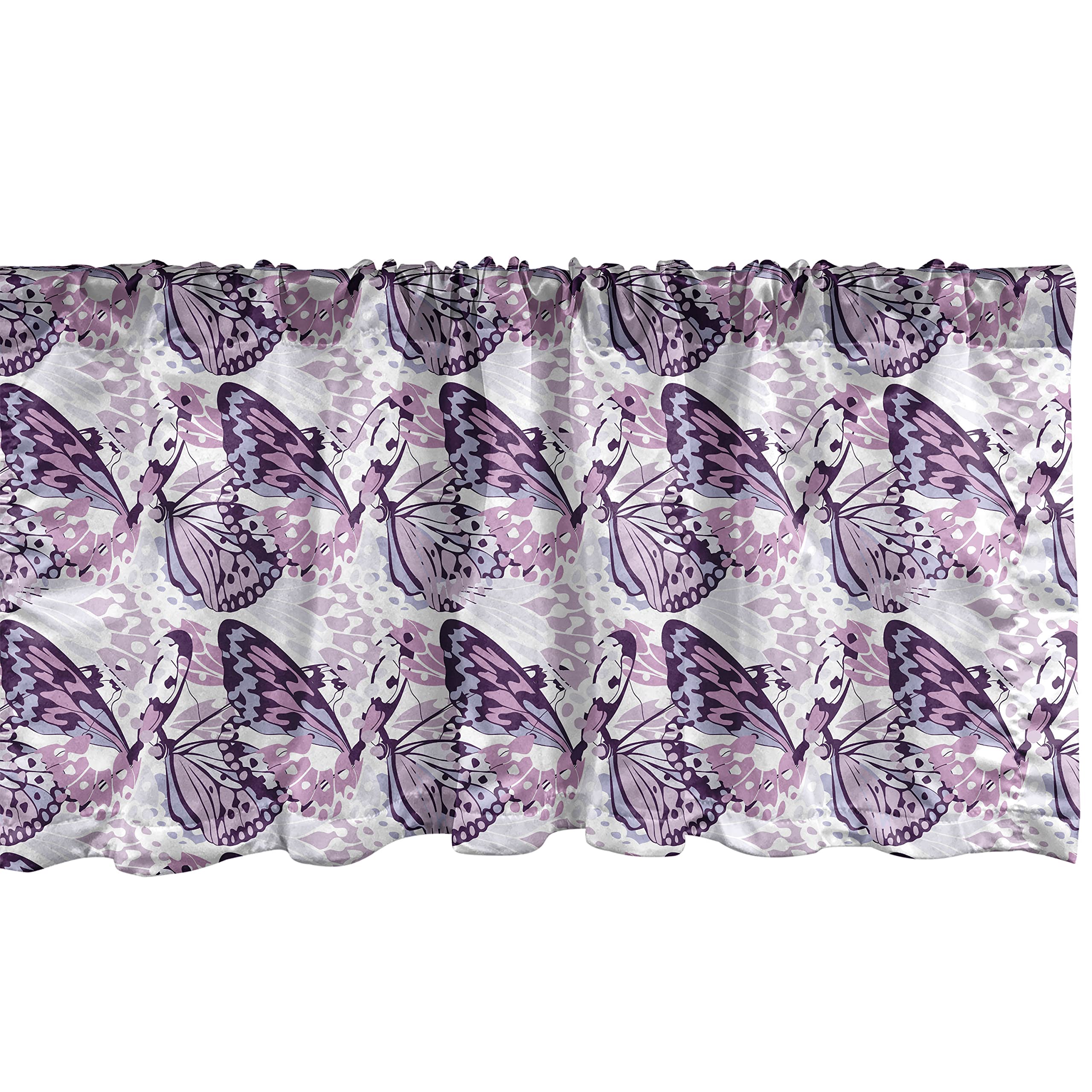 Ambesonne Butterfly Window Valance - Exotic Wings Design in Pink & Purple Shades, 54