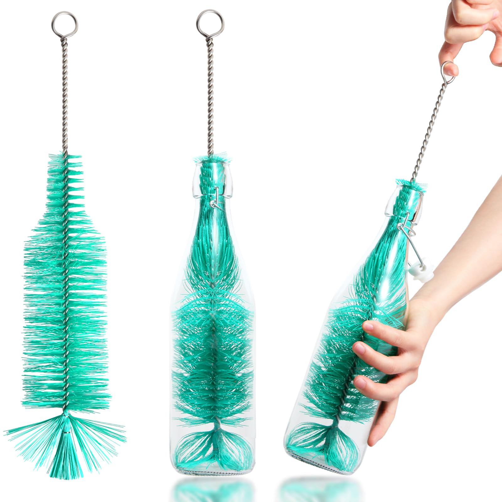 Premium Bottle Brush for Cleaning Narrow Neck Wine, Beer, Soda & Spray Bottles - Long Handle Design for Mugs, Large Cylinders & Hard-to-Reach Areas (1PC, Green) - Perfect for Home Bars, Breweries & Kitchen Cleaning