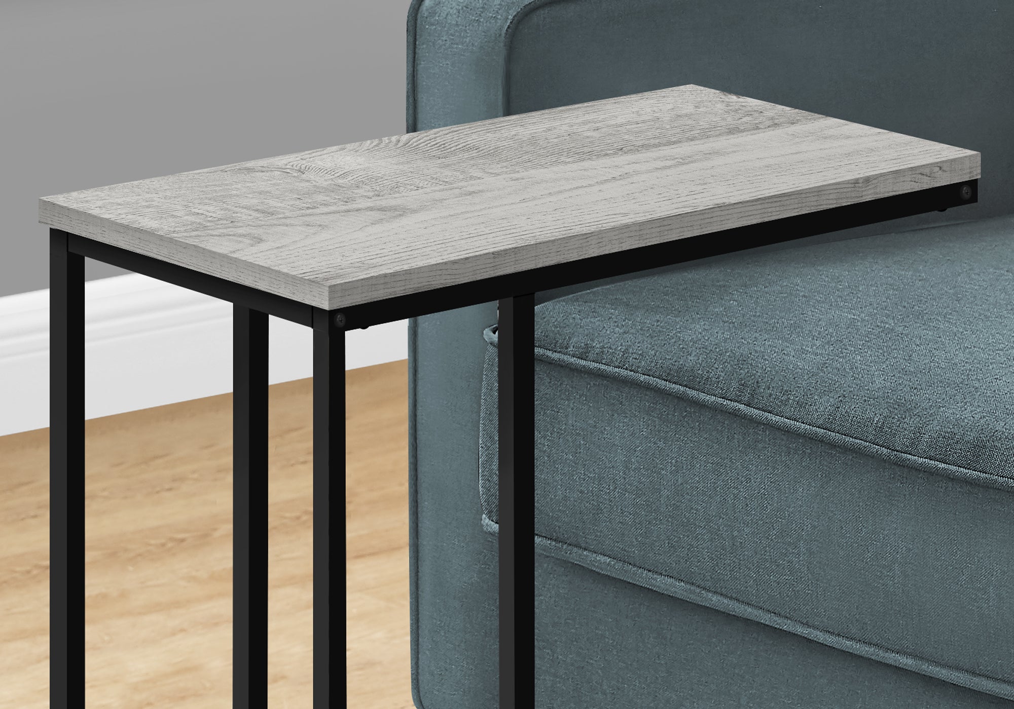 Modern Accent Table - 25 Inch Height in Grey & Black Metal - Perfect for Living Room, Bedroom, or Entryway Decor