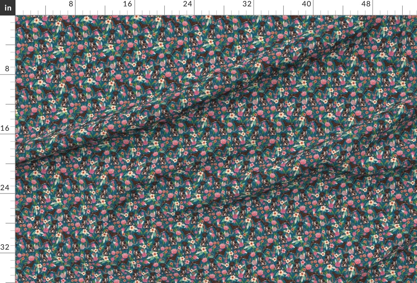German Pointer Floral Dog Blue Floral Navy Pet Portrait Printed Minky Fabric - Fat Quarter for Sewing Baby Blankets, Quilt Backing & Plush Projects - Perfect for DIY Crafts, Nursery Decor & Pet Lovers Gifts