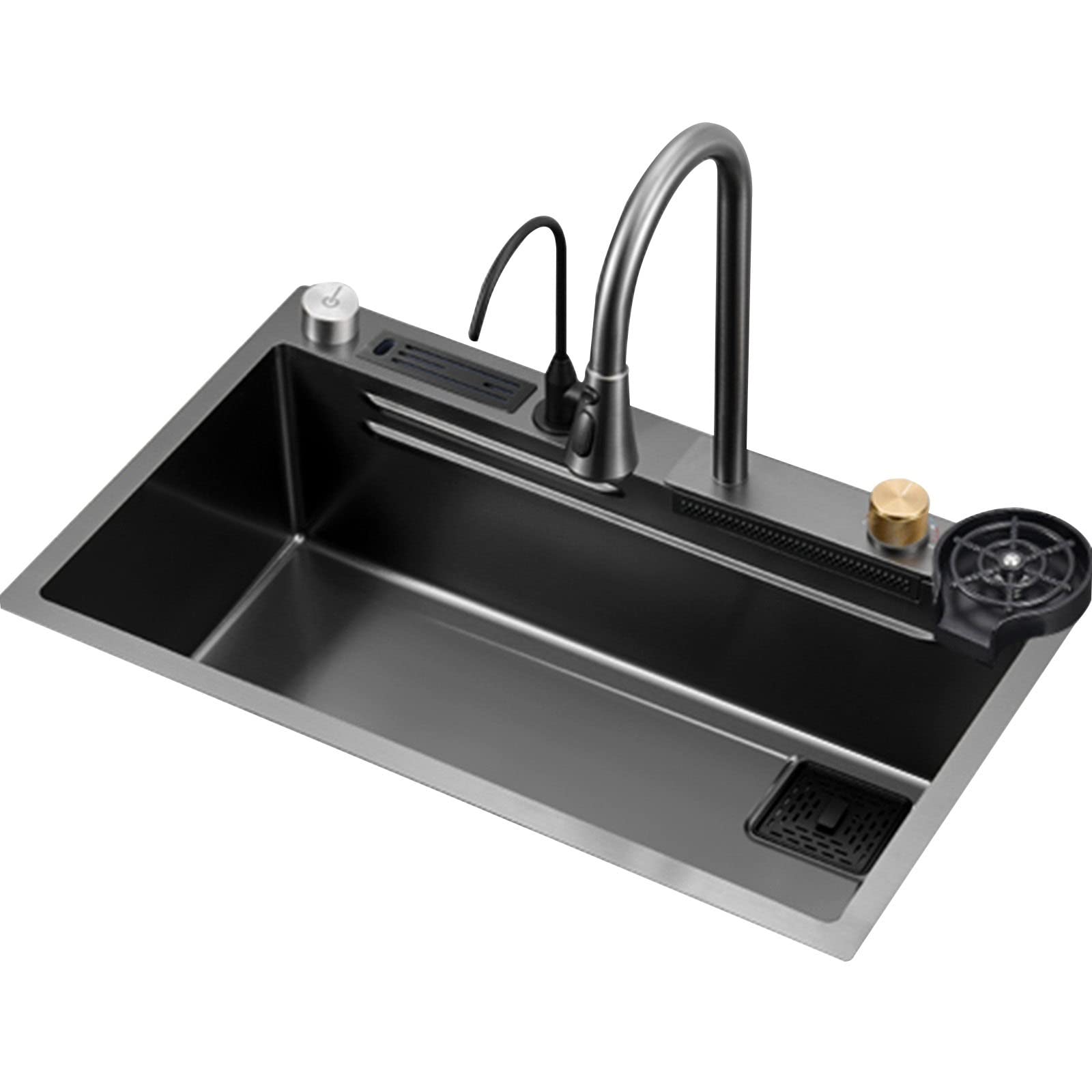 Premium Stainless Steel Kitchen Sinks & Bar Sinks with Waterfall Design - Includes Pressurized Glass Washers & Accessories for Modern Homes & Restaurants