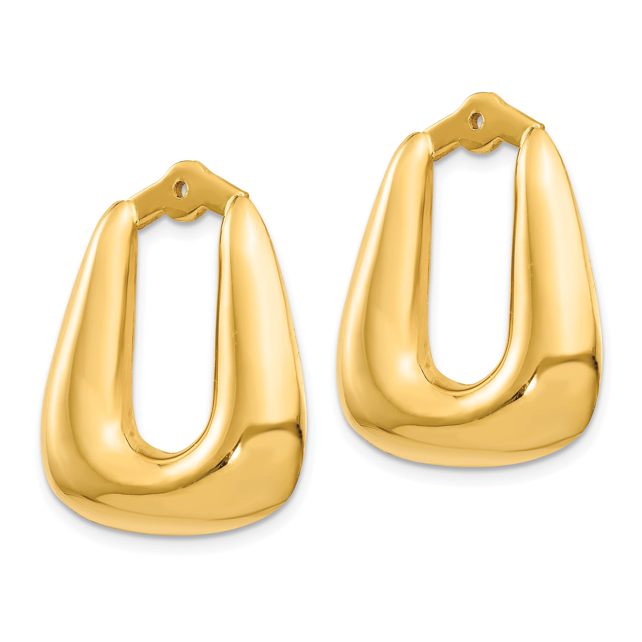 14K Gold Polished Hoop Earring Jackets - Elegant & Durable for Everyday Wear | Perfect for Work, Parties & Special Occasions