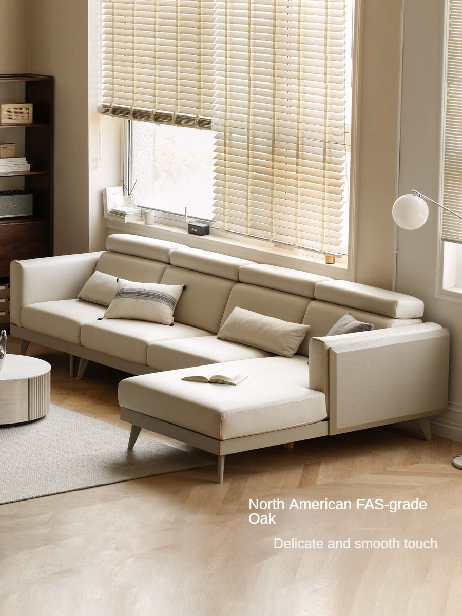 Luxury Oak Solid Wood Modern Fabric Sofa - Elegant Living Room Furniture for Home & Office Comfort