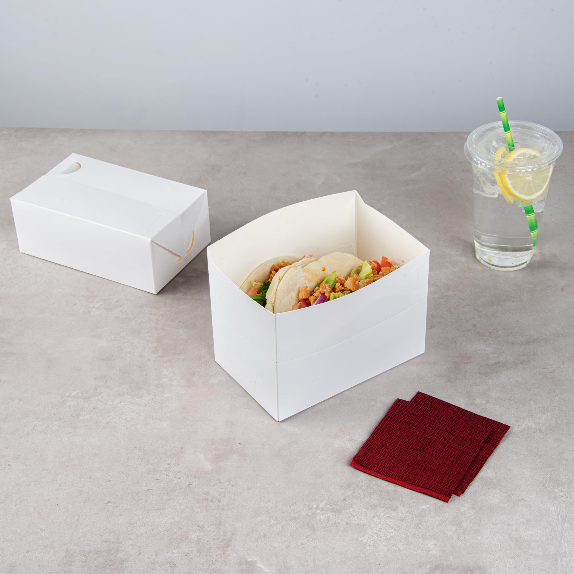 Eco-Friendly 47oz Disposable Takeout Containers - 100 Pack White Rectangle To-Go Food Boxes with Fast Top Closure | Greaseproof & Leak-Resistant | Perfect for Burgers, Fried Chicken, Picnics & Catering Events