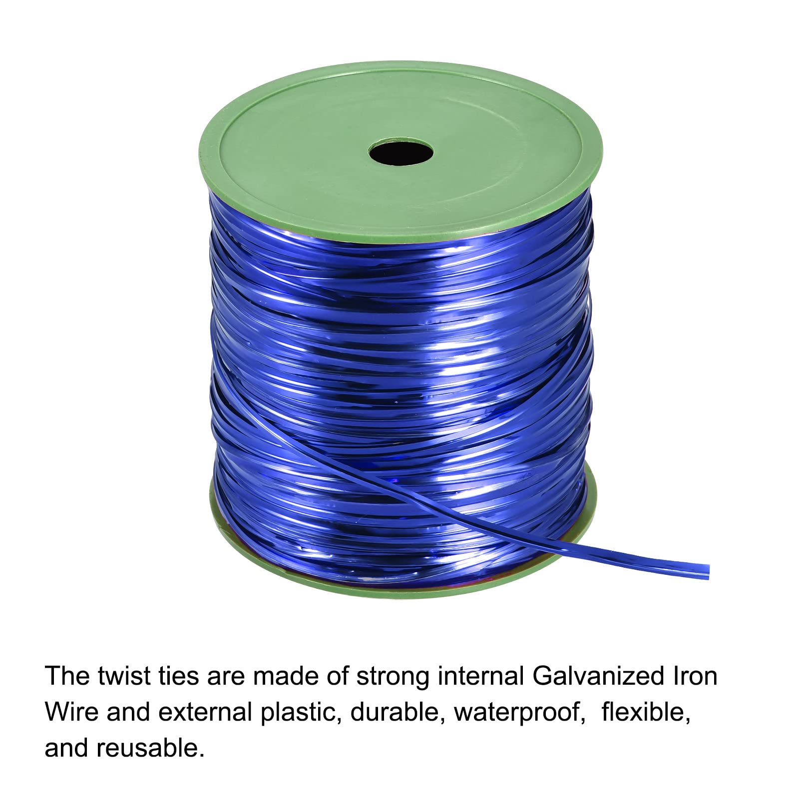 MECCANIXITY Foil Twist Ties - 350 Yards Plastic Closure Ties for Bread Bags, Candy Wrapping, Cookie Packaging, Gift Bags & Arts Crafts (Blue) - Perfect for Baking, Party Favors & DIY Projects