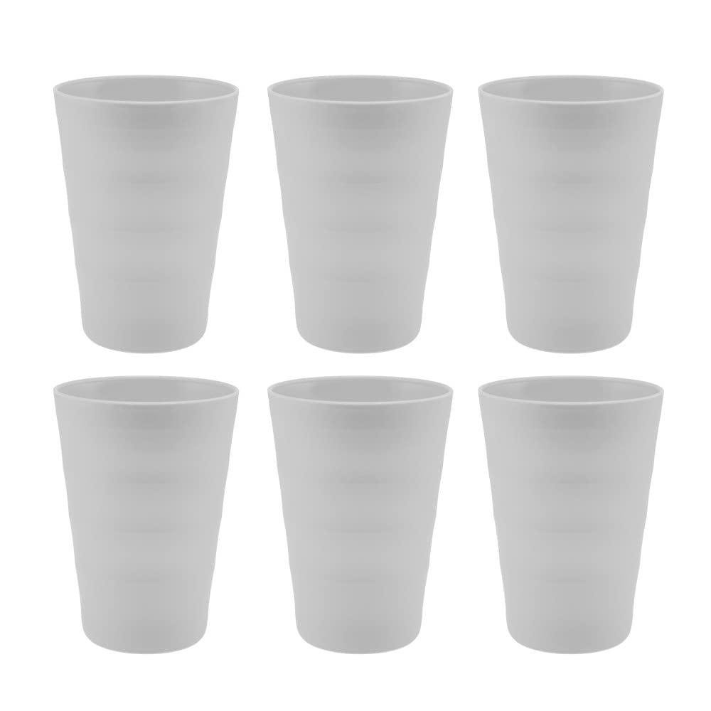 YBM 12oz Unbreakable Plastic Cups - Reusable Drinking Glasses for Kids & Adults, Shatterproof & Durable, Pack of 6 (White) - Perfect for Parties, Picnics, BBQs & Everyday Use