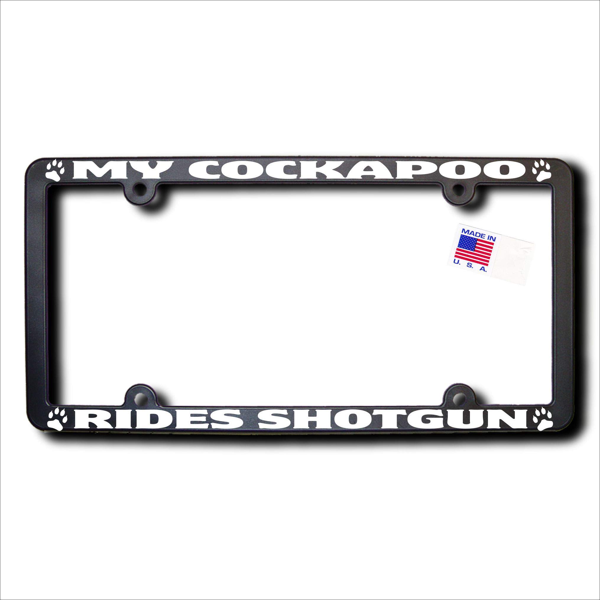 My Cockapoo Rides Shotgun License Plate Frame - Funny Dog Lover Car Accessory for Pet Owners - Perfect for Cars, Trucks & SUVs