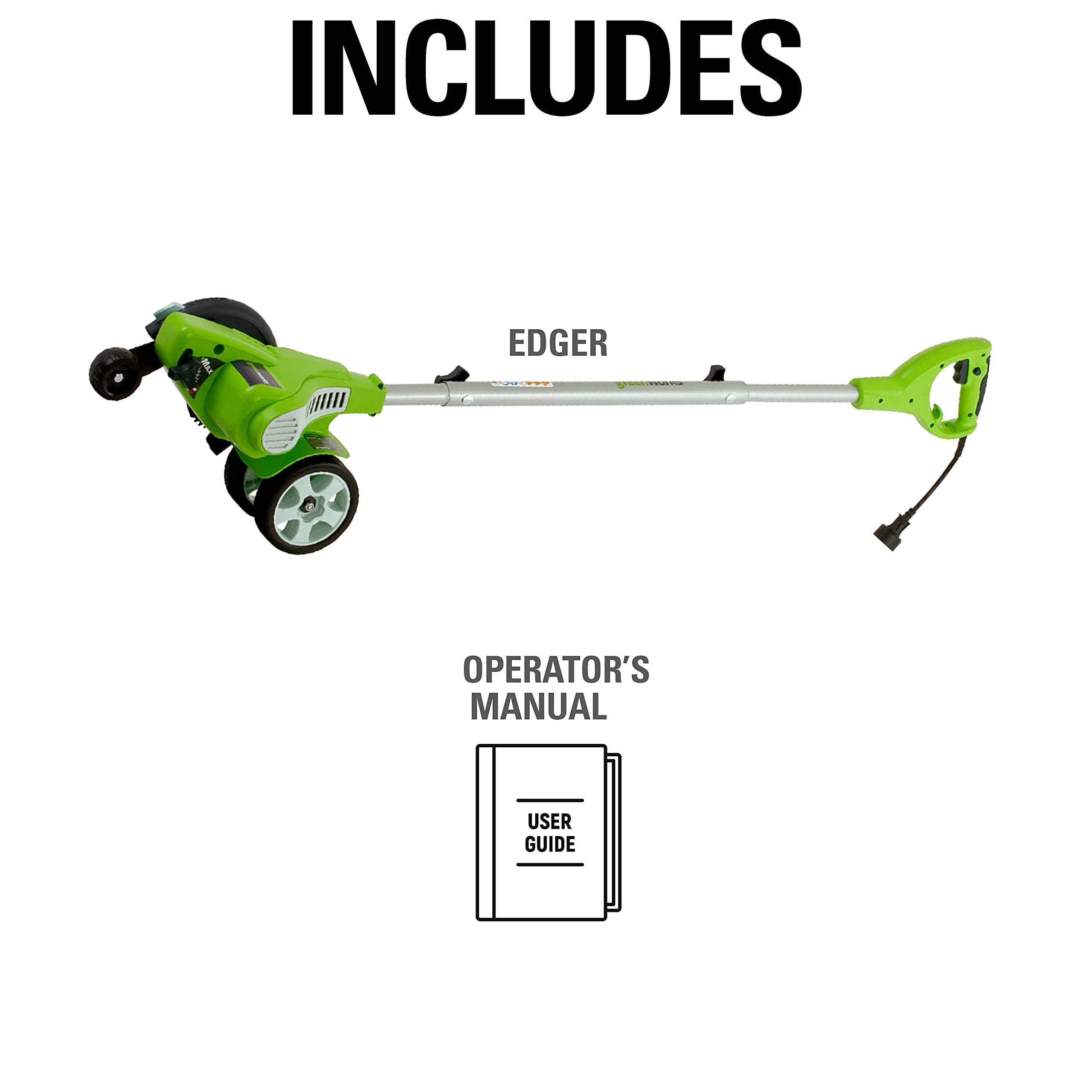 Greenworks 12 Amp Electric Corded Lawn Edger 27032 - Professional Grass Trimmer for Perfect Lawn Edging, Ideal for Driveways, Sidewalks & Landscape Borders