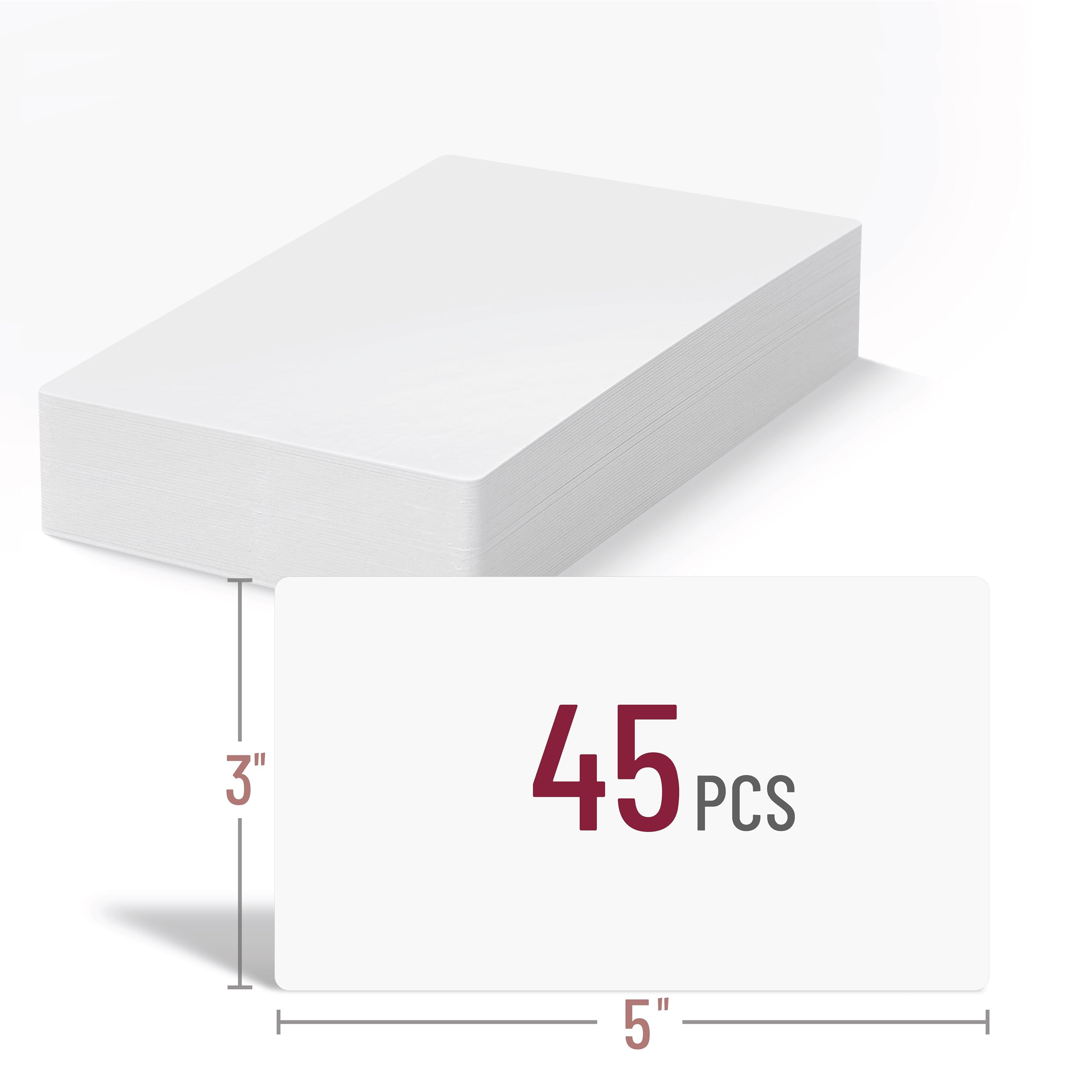 Mr. Pen Dry Erase Index Cards 3x5 Inch, 45-Pack White Laminated Flash Cards - Reusable Whiteboard Cards for Classroom, Office & Study - Perfect for Notes, Games & Learning Activities