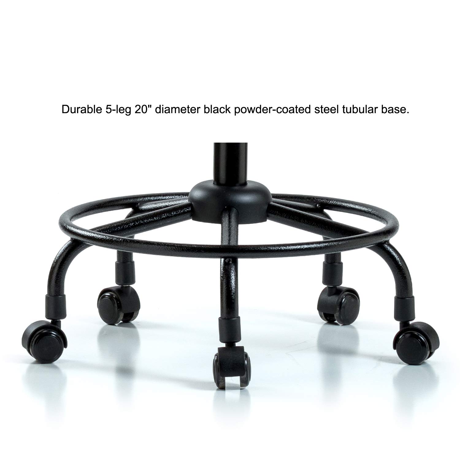 Heavy Duty Polyurethane Work Stool with Wheels - Adjustable Desk Height Rolling Chair for Carpet & Hard Floors | Perfect for Office, Workshop, Garage & Industrial Use