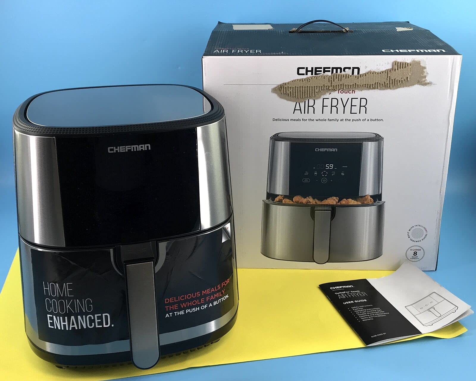 Chefman 8 Qt Large Air Fryer Max XL - Healthy Oil-Free Cooking, Dishwasher Safe Basket, Preheat & Shake Reminder - Perfect for Family Meals, Chicken Wings, French Fries & Vegetables