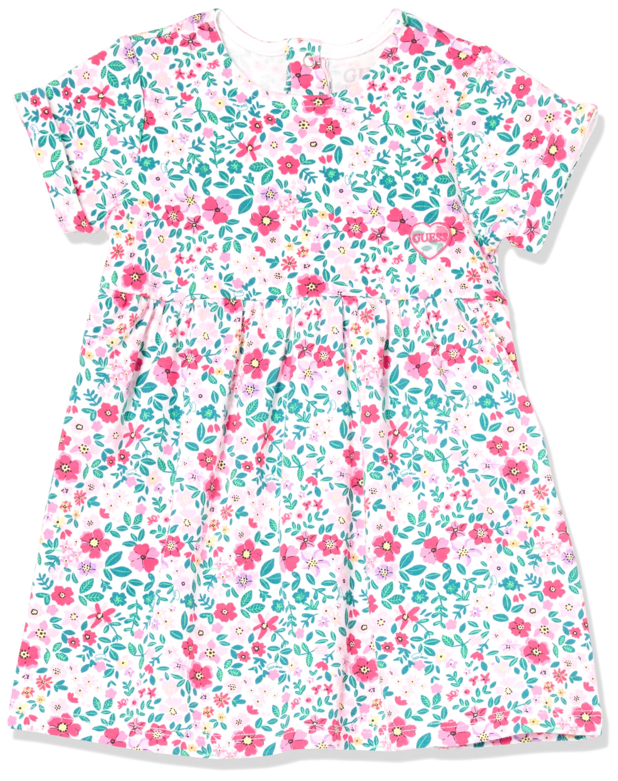 GUESS Baby Girls Organic Cotton Floral Print Bodysuit Dress - Soft & Comfortable Outfit for Playdates, Parties & Everyday Wear