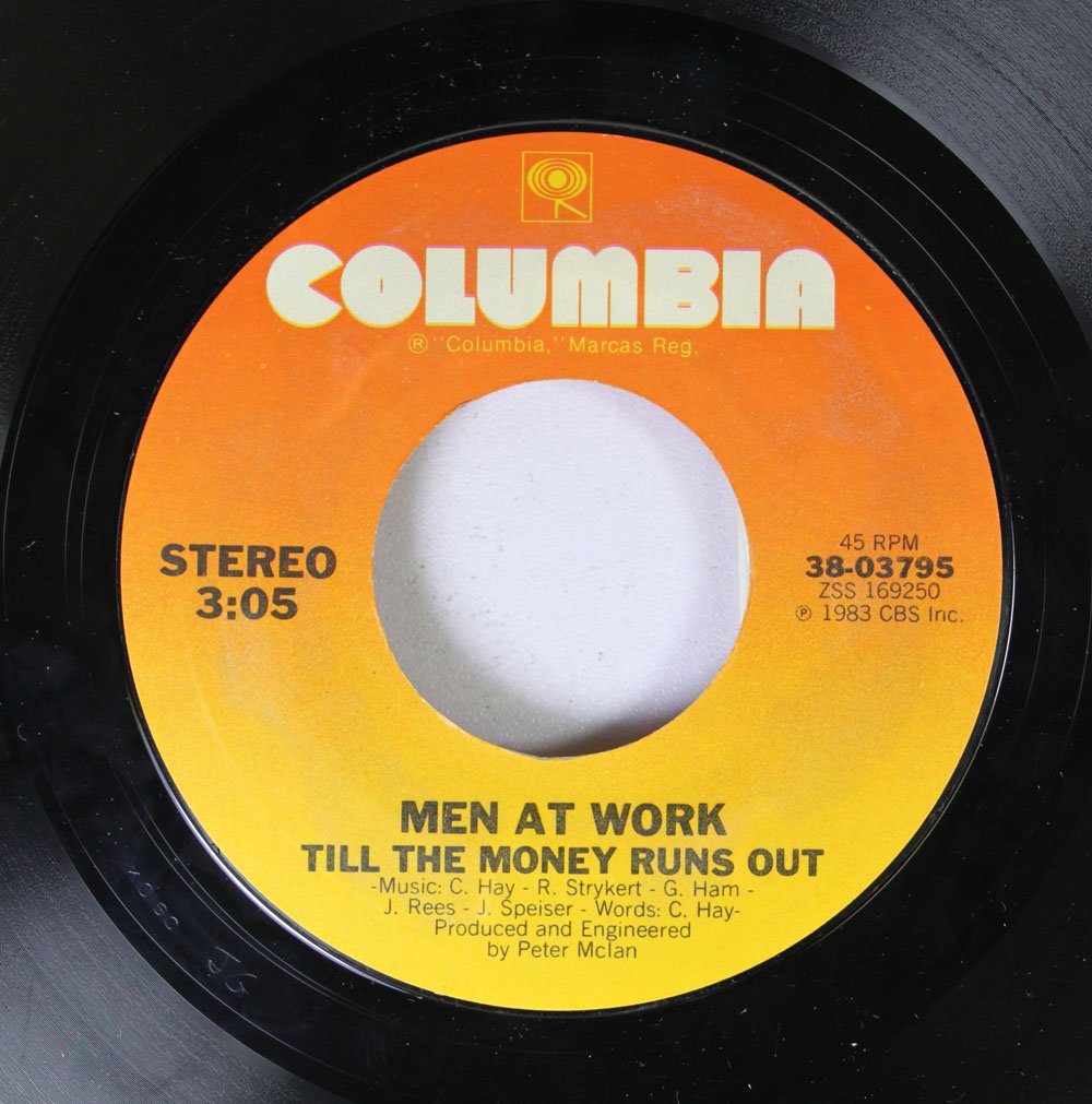 Men At Work - Till The Money Runs Out / Overkill 45 RPM Vinyl Record - Classic Rock Collectible for Music Lovers & DJs - Perfect for Home Listening, Parties & Retro Music Collections