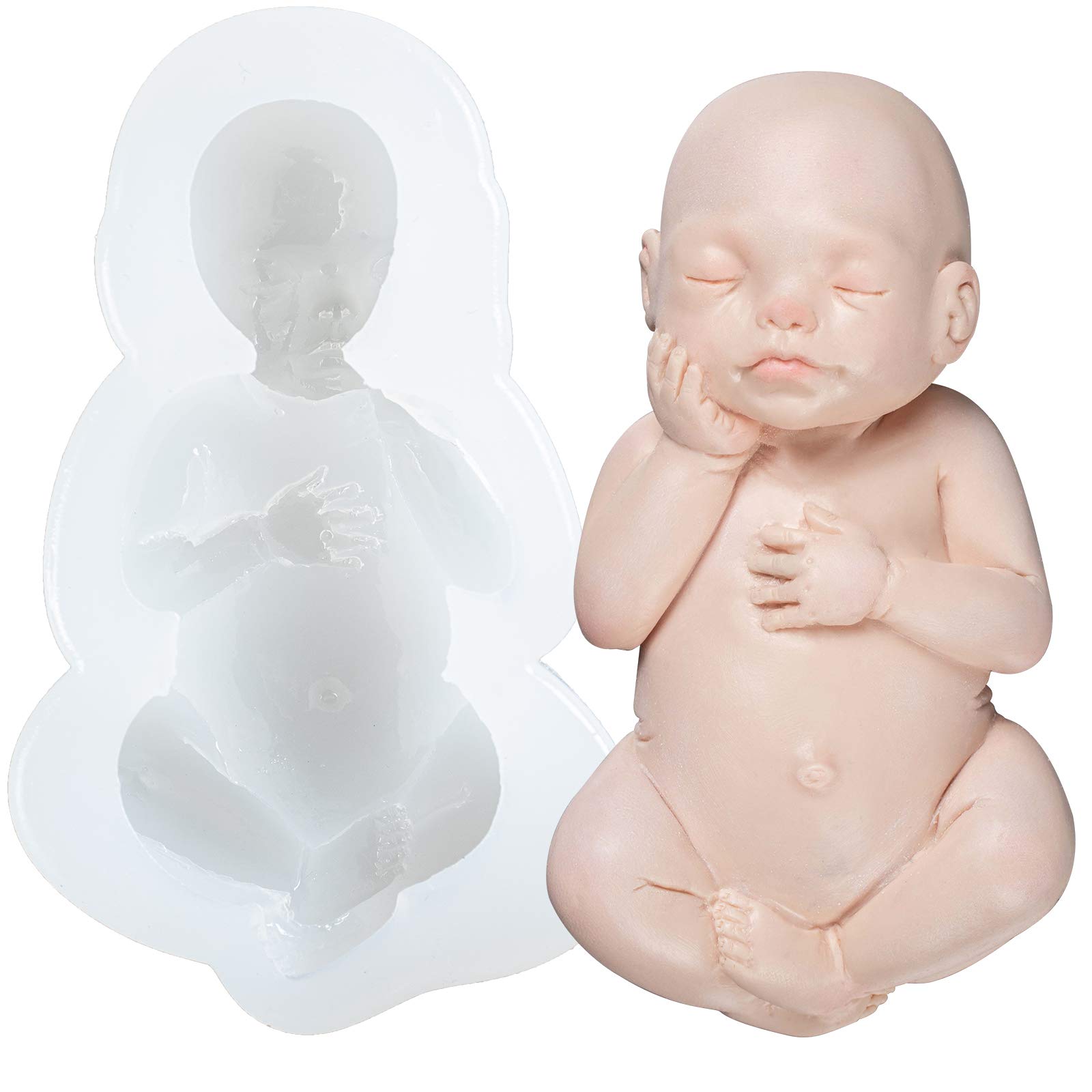 Large Baby Sleeping Silicone Mold for Cake Toppers, Chocolate, Soap, Candle Wax & Clay - 3.6x2 Inch - Perfect for DIY Baking, Wedding Cake Decorations & Handmade Crafts