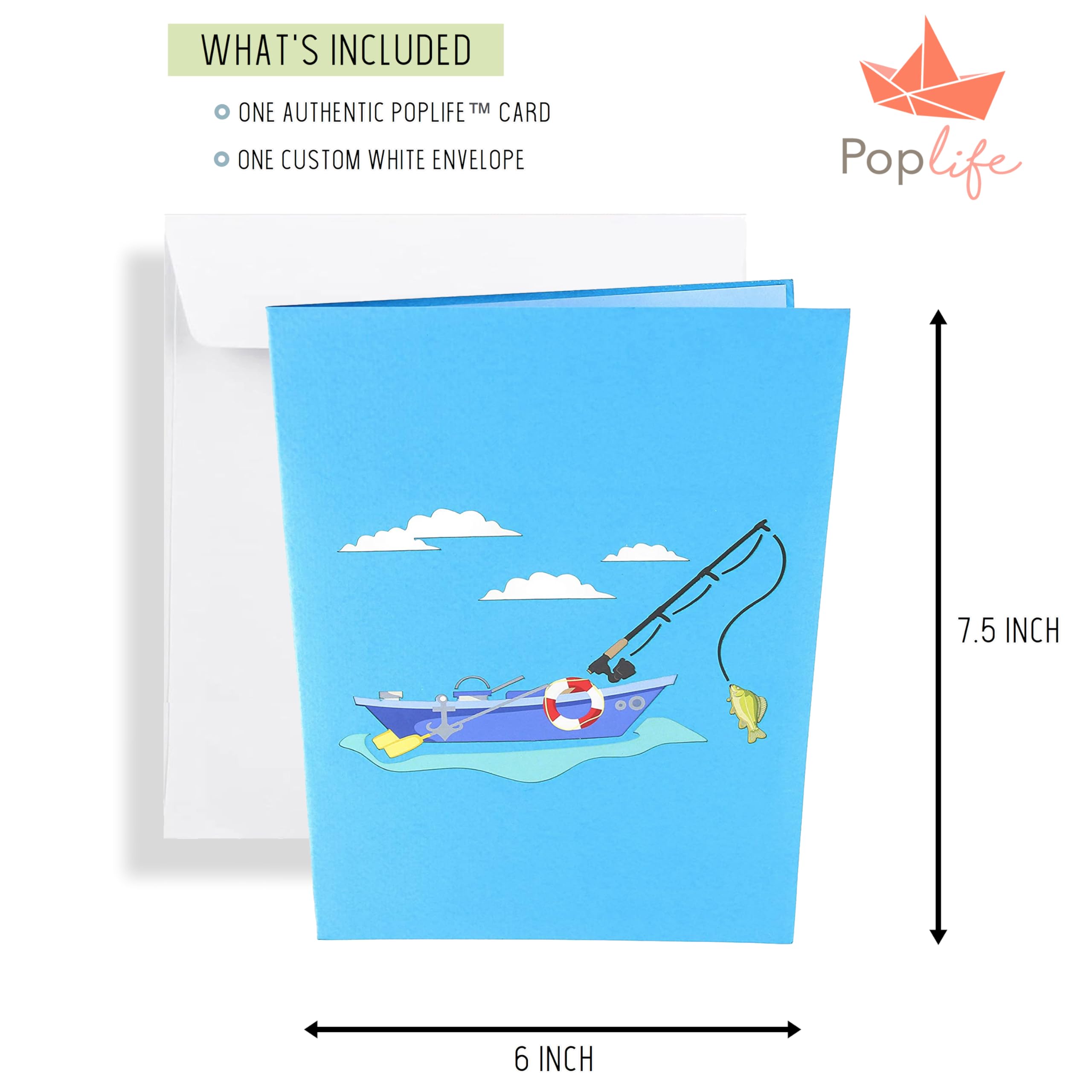 3D Pop Up Father's Day Card for Boaters - Fishing Trip Design for Dad, Husband, Son - Perfect for Birthdays & Retirement Gifts