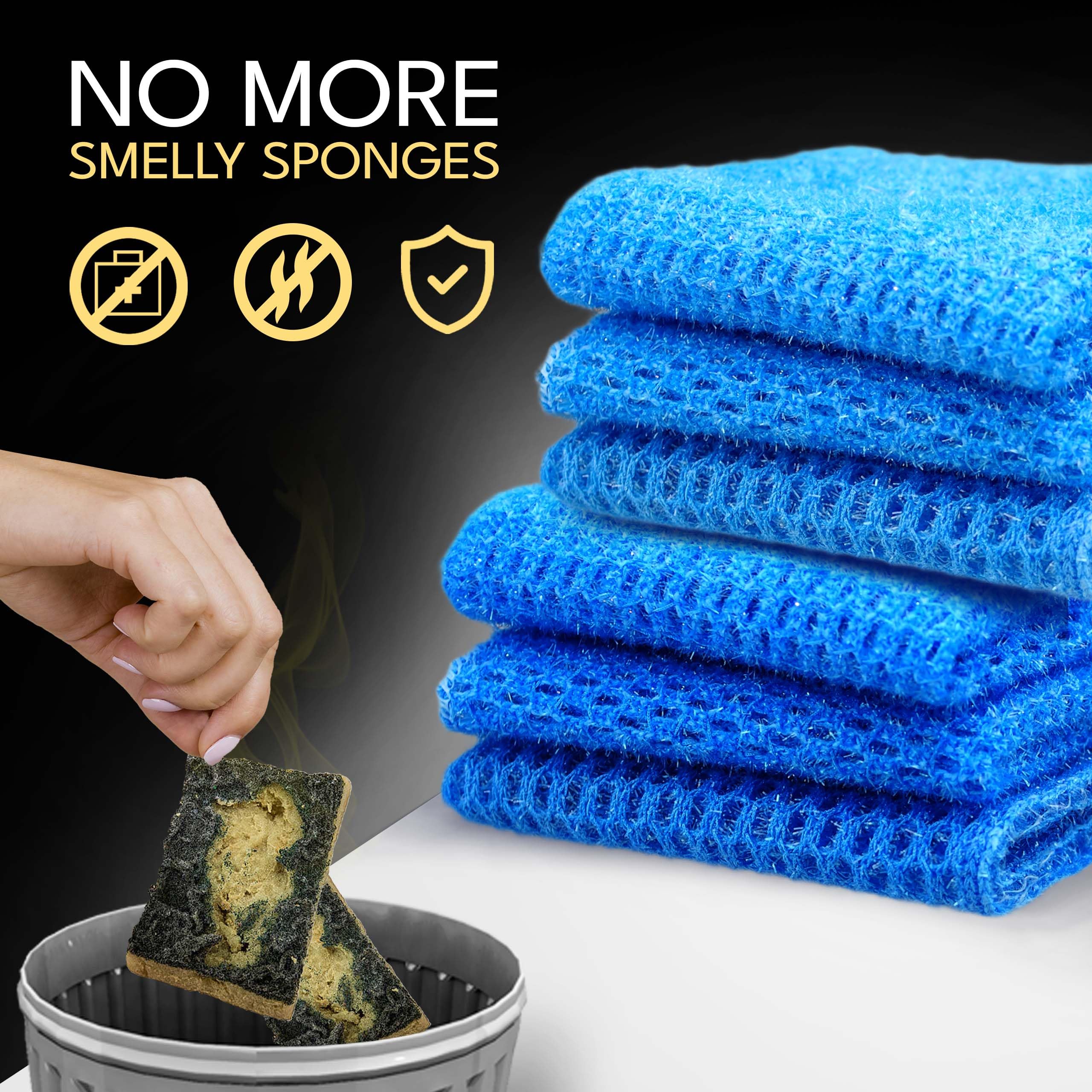 Eco-Friendly Dish Scrubbers - Non-Scratch Cleaning Pads for Pots, Pans & Dishes - Reusable Sponge Alternative - Kitchen Cleaning Supplies for Sinks & Countertops - Perfect for Daily Dishwashing & Tough Stains