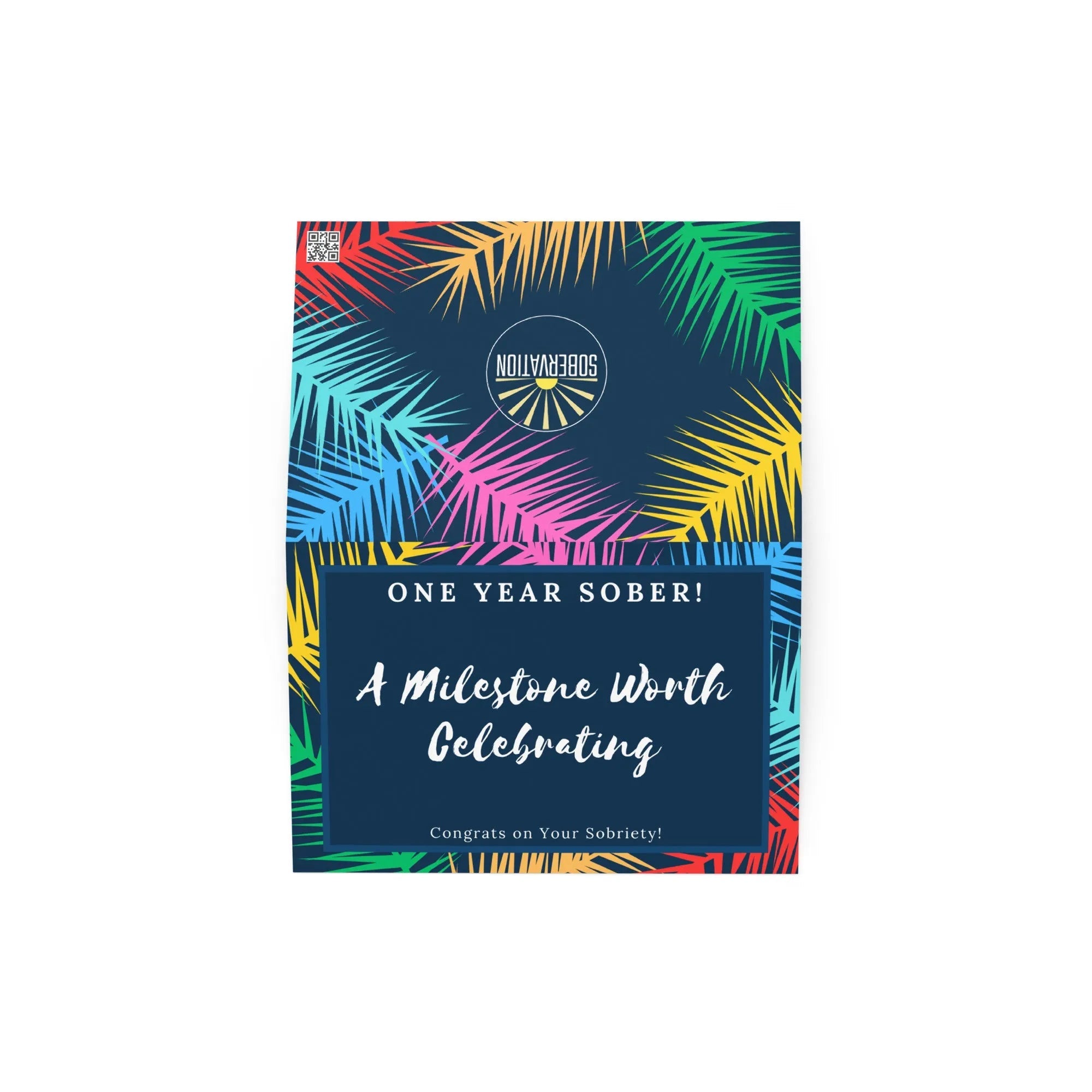 One Year Sober Celebration Card - Motivational Sobriety Gift for Recovery Milestones - Perfect for AA Meetings, Anniversaries & Encouragement
