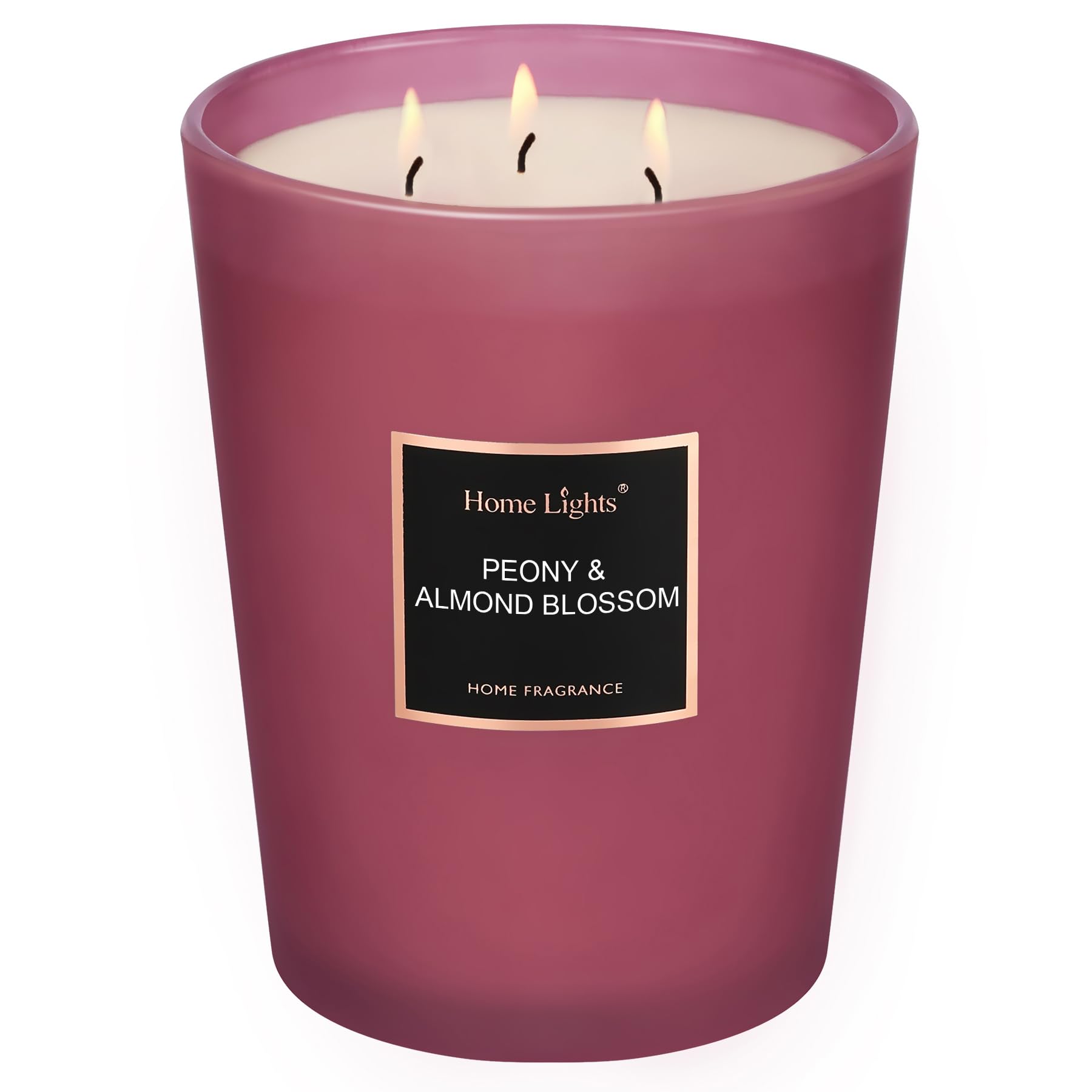 HomeLights Scented Candles - Large Jar Aromatherapy Candles with Natural Soy Wax, 130 Hours Long Burning, Peony & Almond Blossom Fragrance | Perfect for Relaxation, Meditation, Home Decor & Gift Giving