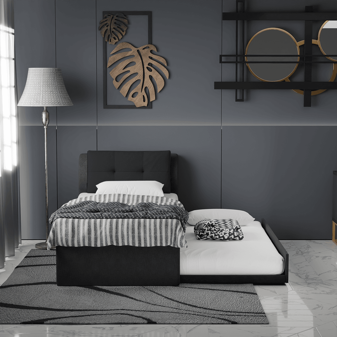 Grier Dark Grey Leathaire 3-in-1 Pull Out Sofa Bed - Water Repellent & Convertible - Perfect for Guest Rooms, Small Apartments & Home Offices