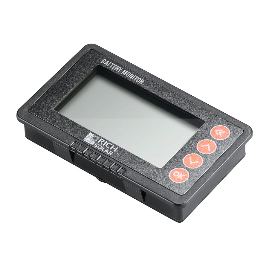 RICH SOLAR 500A Battery Monitor with LCD Display - 8~120V RV Battery Monitor for Solar Power, Marine, Automotive & Off-Grid Applications - Perfect for RV, Boat, Truck & Home Energy Systems