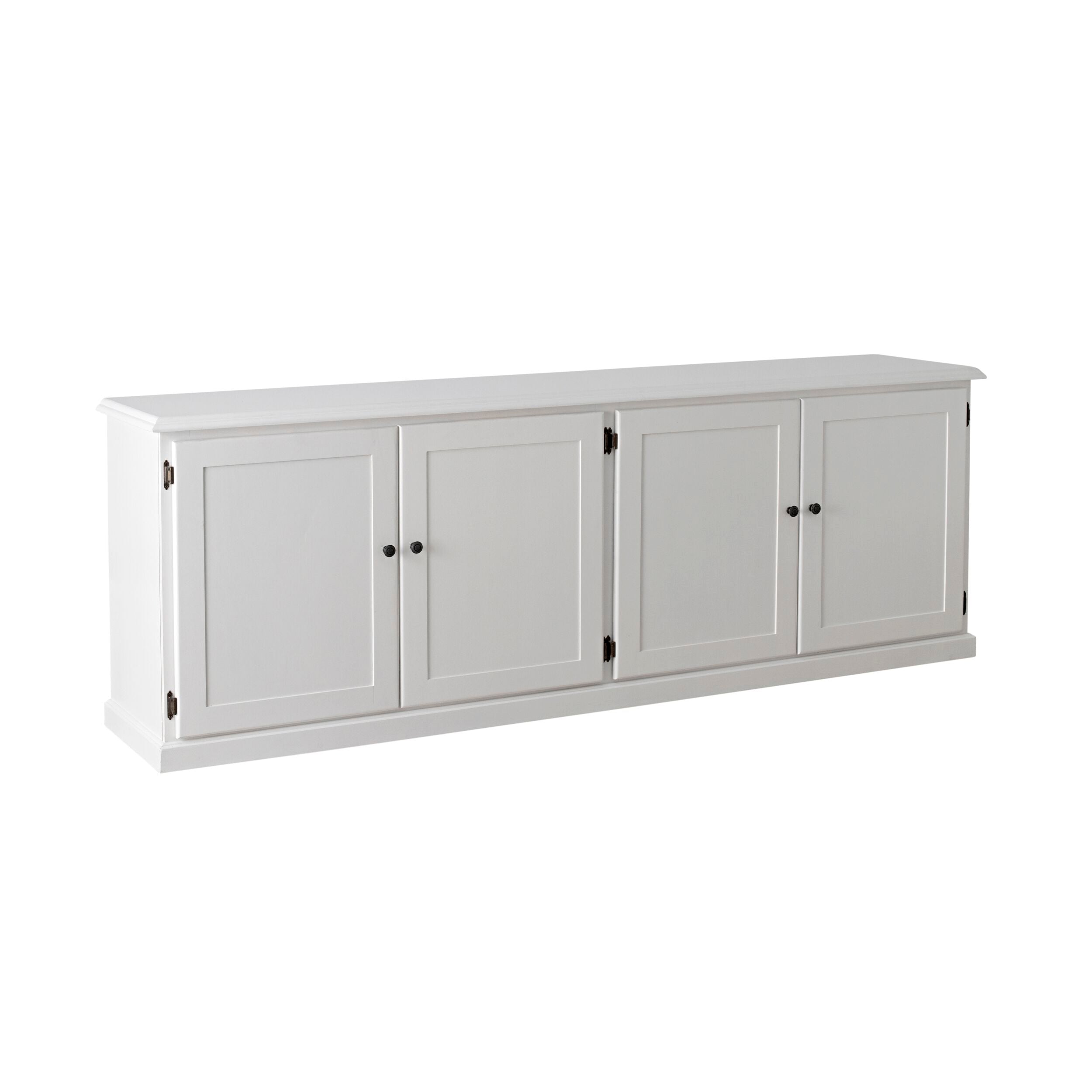Armand 4 Door Book Cabinet 240 x 83cm White - Modern Storage Solution for Living Room, Office & Library - Bookshelf with Adjustable Shelves for Home Organization