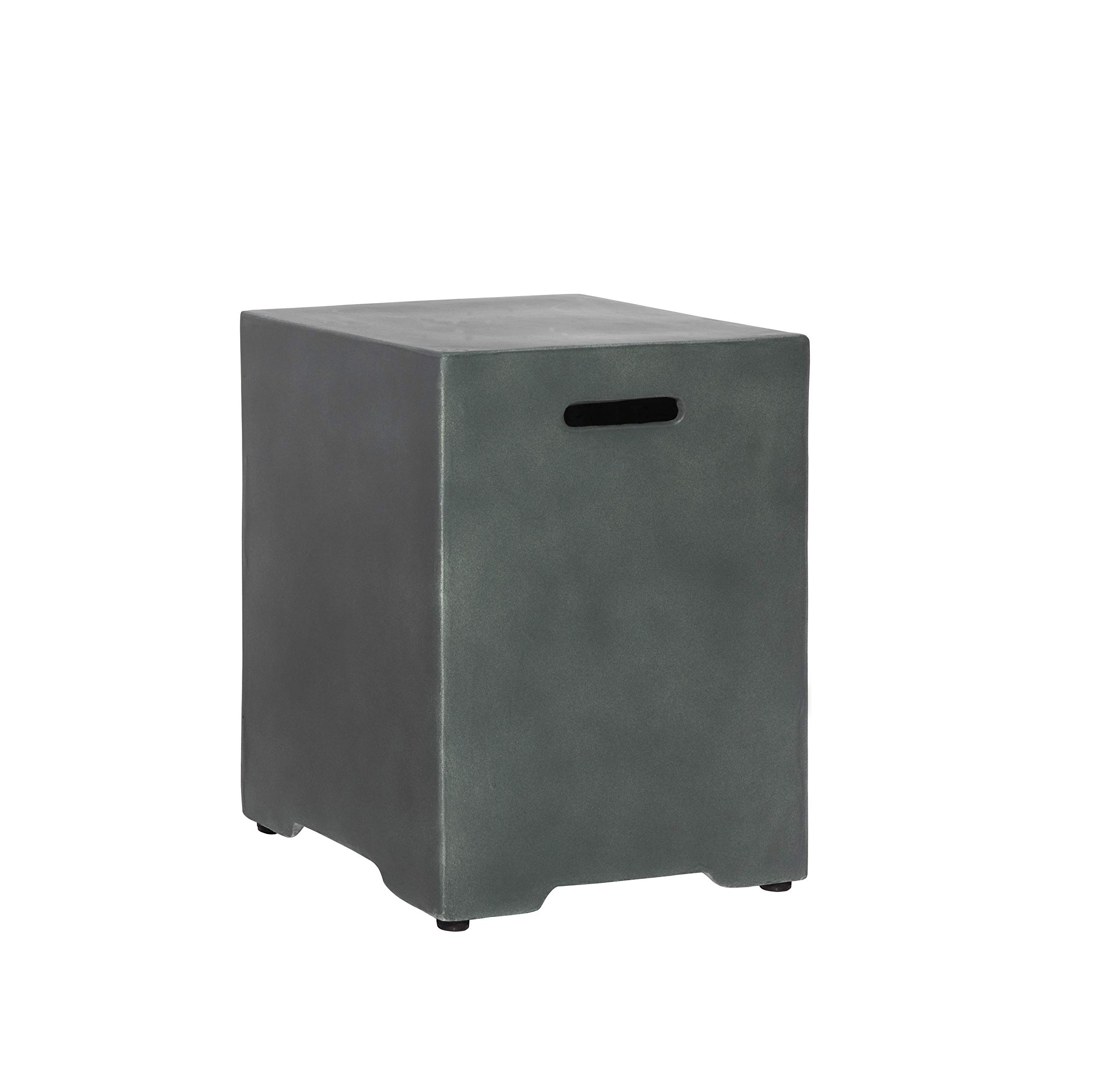 **SUNBURY 20 Gallon Propane Tank Cover Table - 16 Inch Concrete Storage Box with Side Handles, Outdoor Gas Tank Hideaway for Fire Pits & Grills (Green) - Perfect for Patio, Backyard, and Camping**