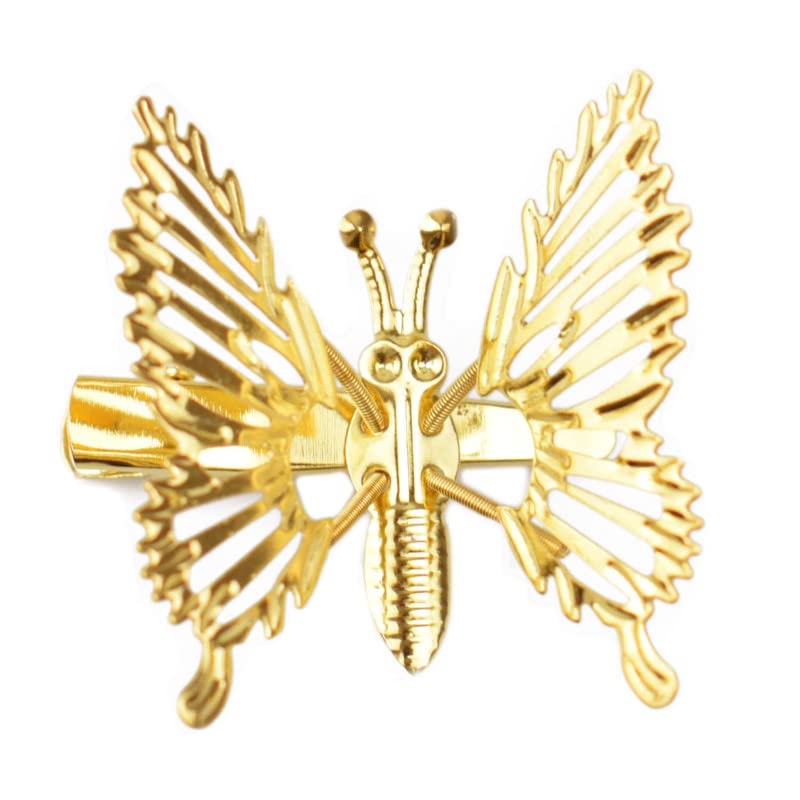 Staila 6 PCS 3D Gold & Silver Metal Butterfly Hair Clips - Moving Hair Barrettes for Women & Girls | Cute Hair Accessories for Parties, Weddings & Everyday Wear
