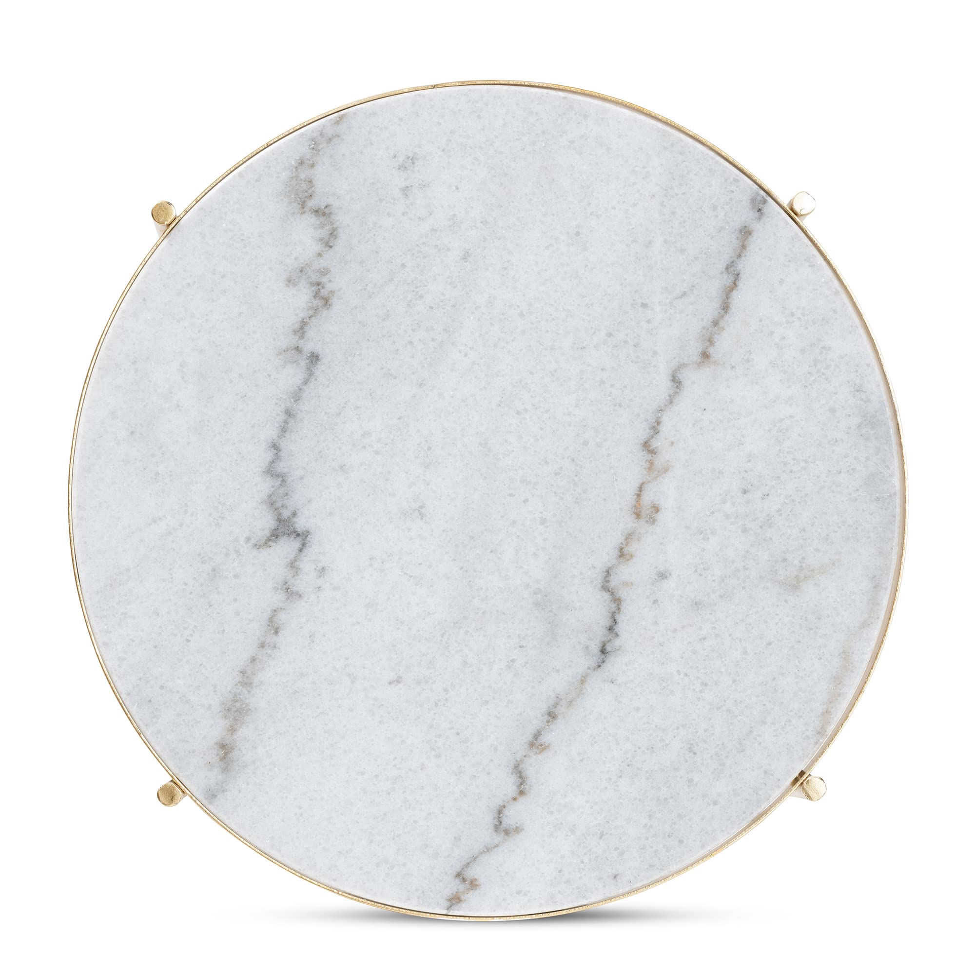 Baxton Studio Maddock End Tables - White Marble Top with Gold Metal Base - Perfect for Living Room, Bedroom, or Office Side Tables