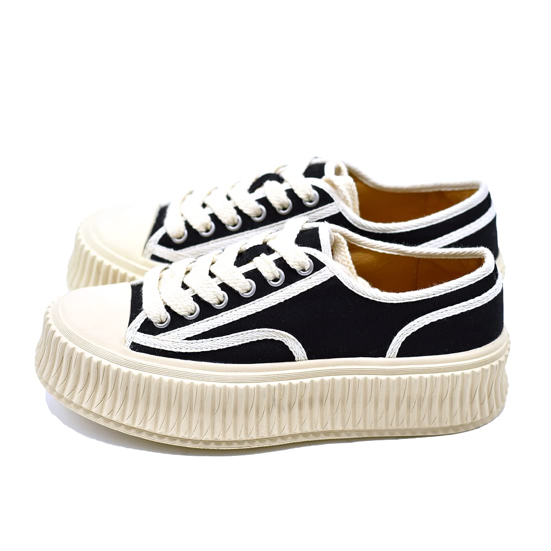Women's Chunky Platform Sneakers - Fashion Lace-Up Canvas Shoes for Women - Comfortable & Stylish for Walking, Running, Casual Outfits All Year Round