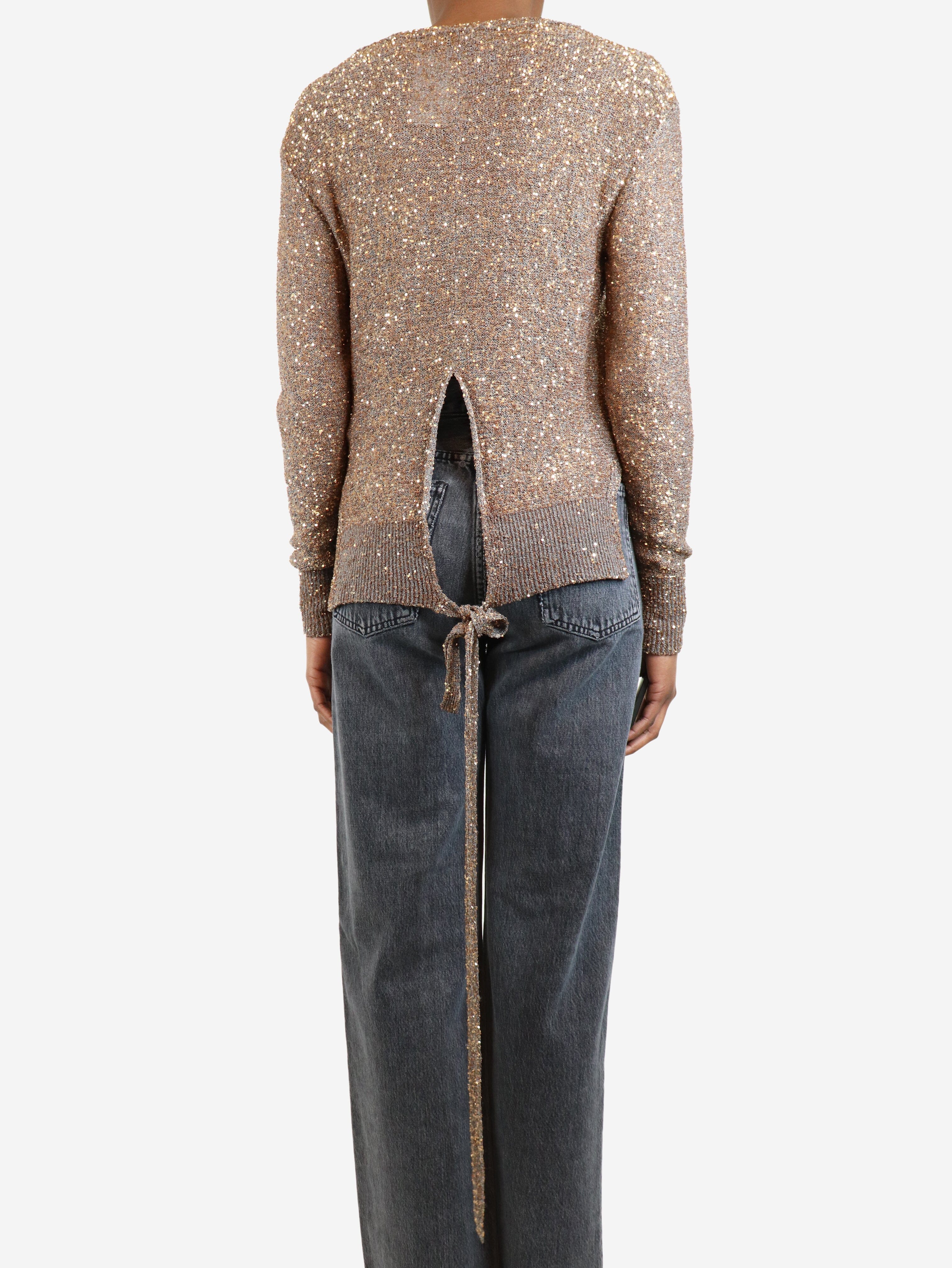 Elegant Bronze Sequin Cardigan for Women - Size UK 6 (US 4) | Perfect for Evening Parties, Date Nights & Holiday Events