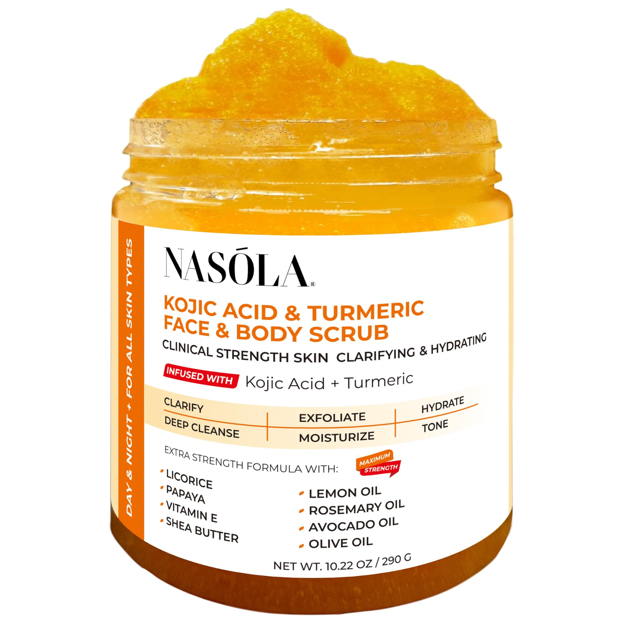Kojic Acid & Turmeric Face and Body Scrub - Brightening Exfoliator for Dark Spots & Uneven Skin Tone | Perfect for Daily Skincare & Post-Sun Care