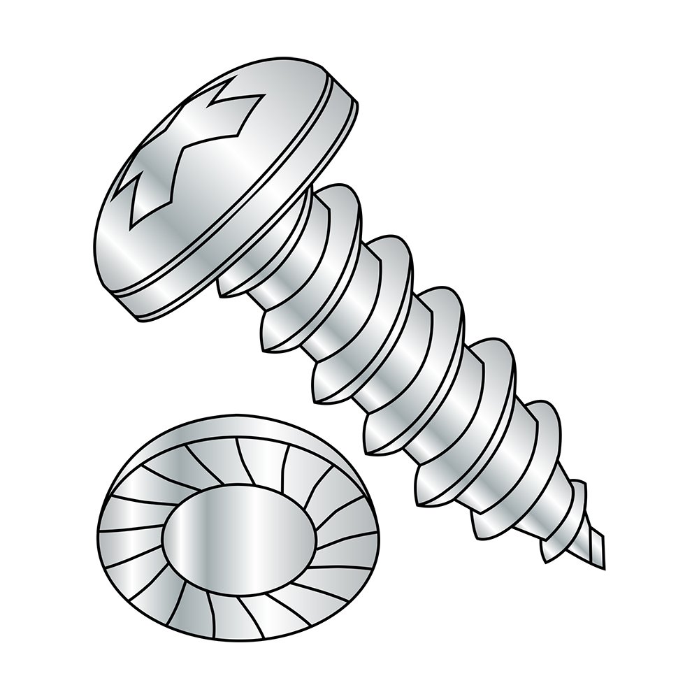 Small Parts 1012ABPPS Zinc Plated Steel Sheet Metal Screws, Serrated Pan Head Phillips Drive Type AB, #10-16 Thread, 3/4