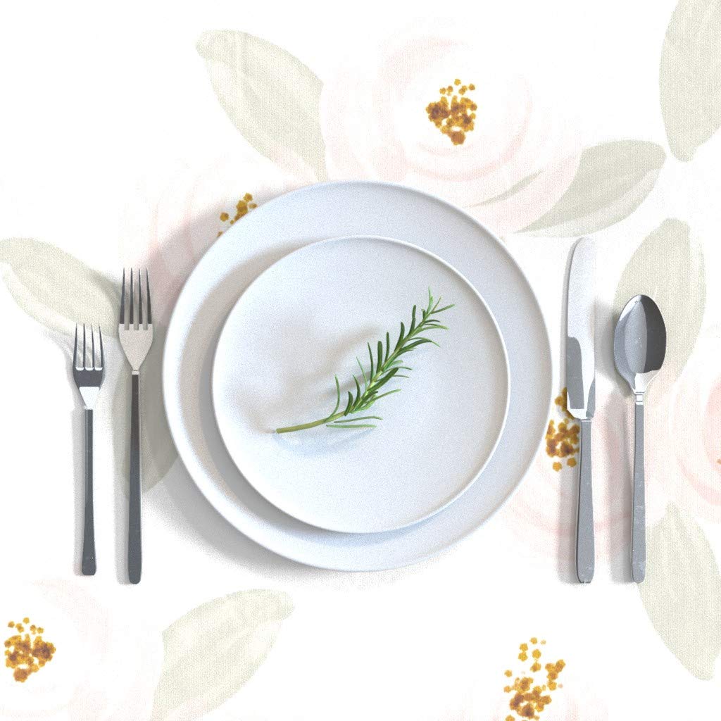Custom Pink Blossom Floral Watercolor Tablecloth - 90