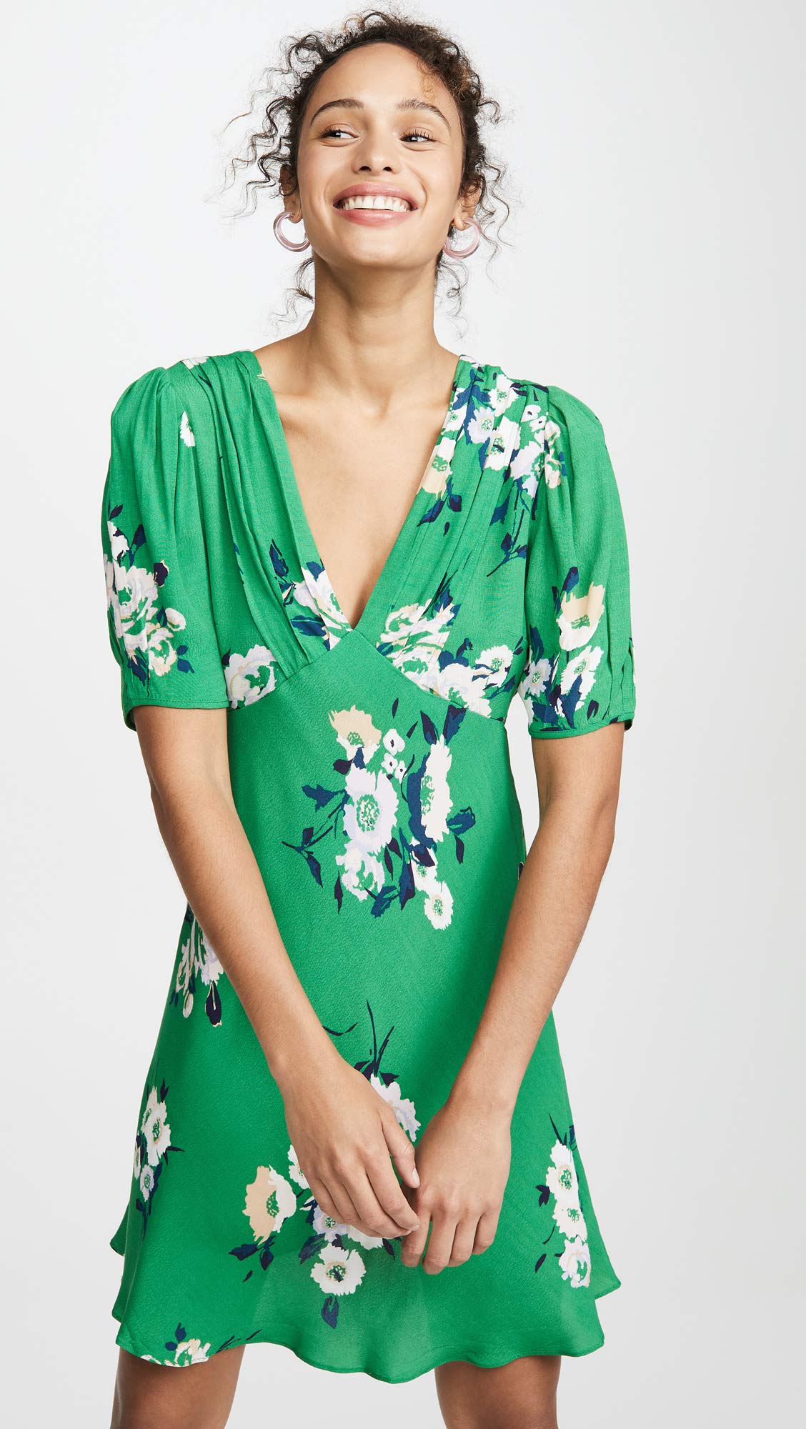 Free People Women's Neon Garden Mini Dress - Green, Size 6 | Flowy Summer Dress for Beach, Music Festivals & Date Nights