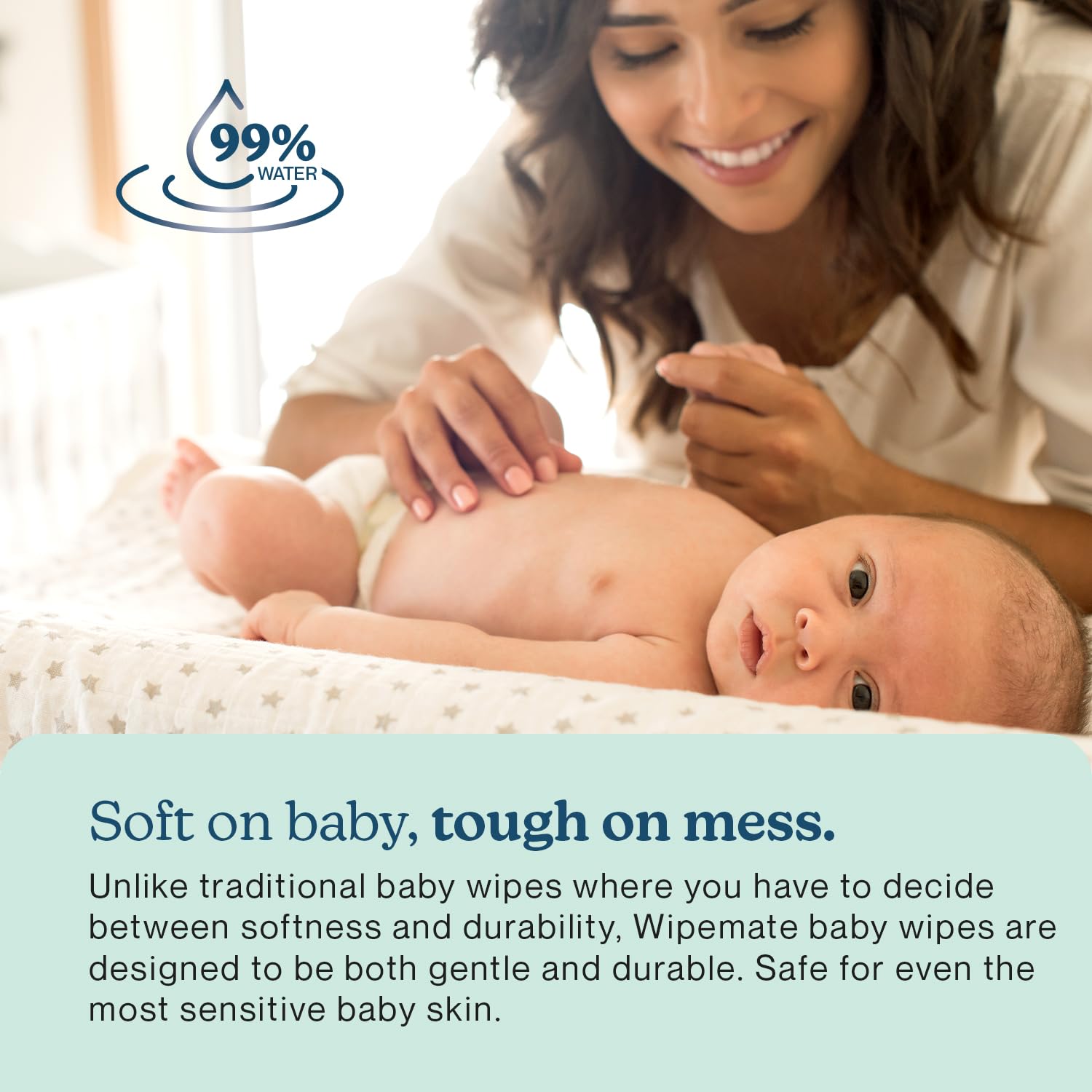 WIPEMATE Sensitive Baby Wipes - 99% Water, Plastic-Free, Plant-Based, Hypoallergenic & Unscented for Delicate Skin - 9 Flip-Top Packs (720 Count) - Perfect for Diaper Changes, On-the-Go Cleaning & Gentle Face Care