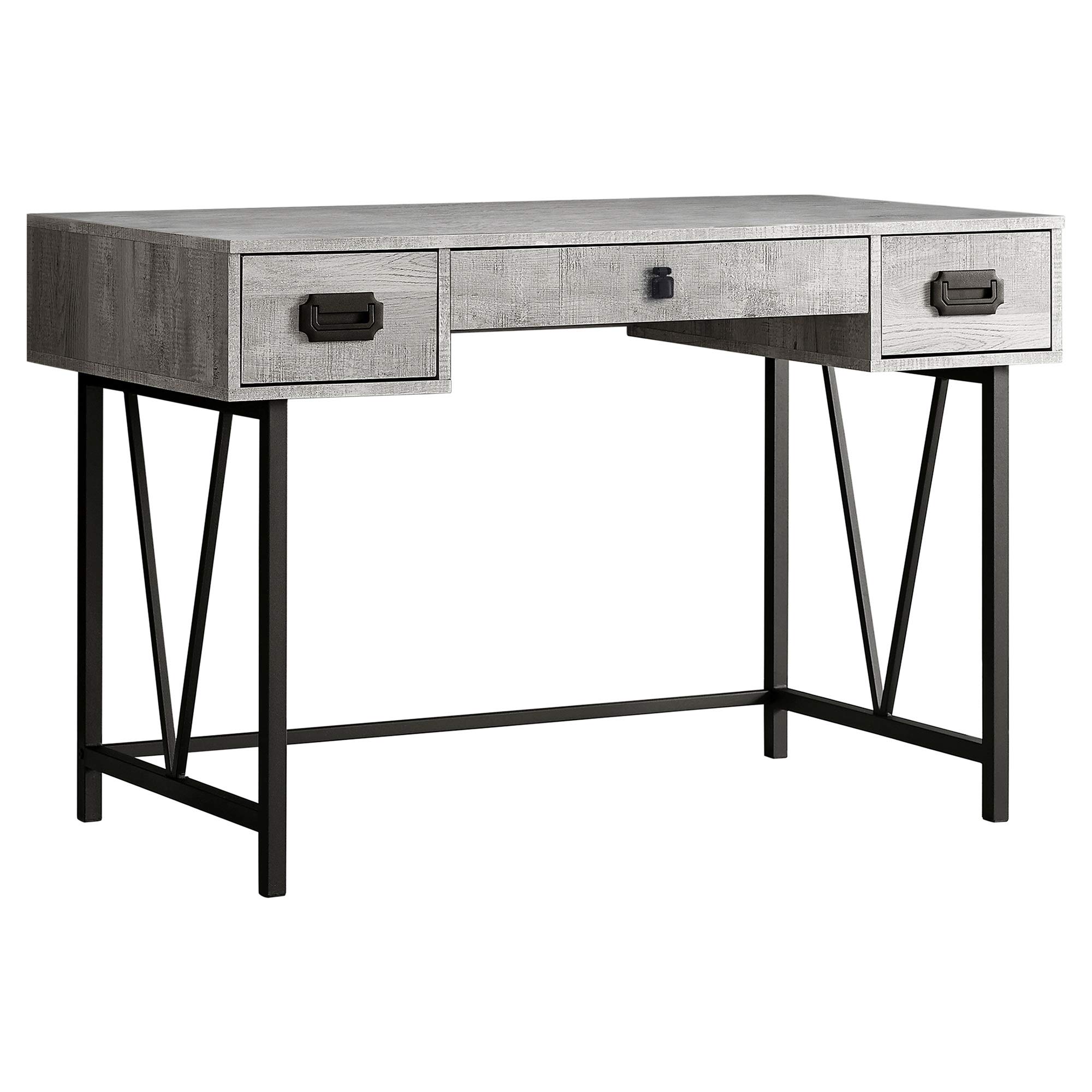Ergonomic 48-Inch Computer Desk with Reclaimed Wood Top & Black Metal Frame - Home Office, Gaming, and Study Workstation