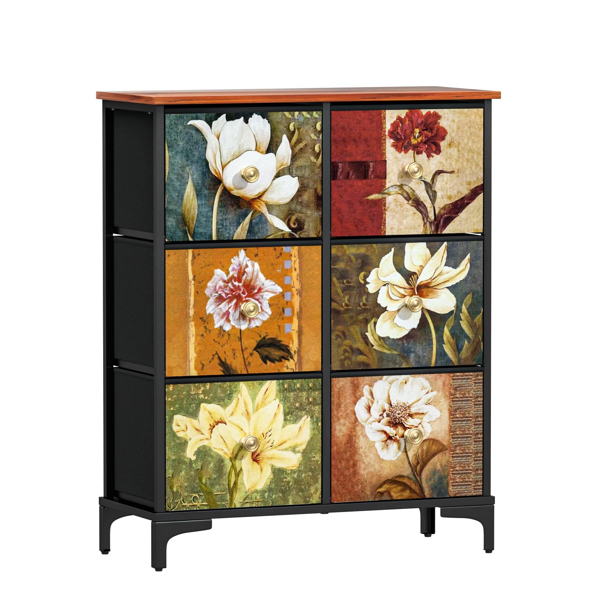 6-Drawer Tall Narrow Dresser for Bedroom - Sturdy Fabric Storage Cabinet with Decorative Design | Perfect for Living Room, Nursery, Closet & Hallway Organization | Space-Saving Chest of Drawers for Small Spaces