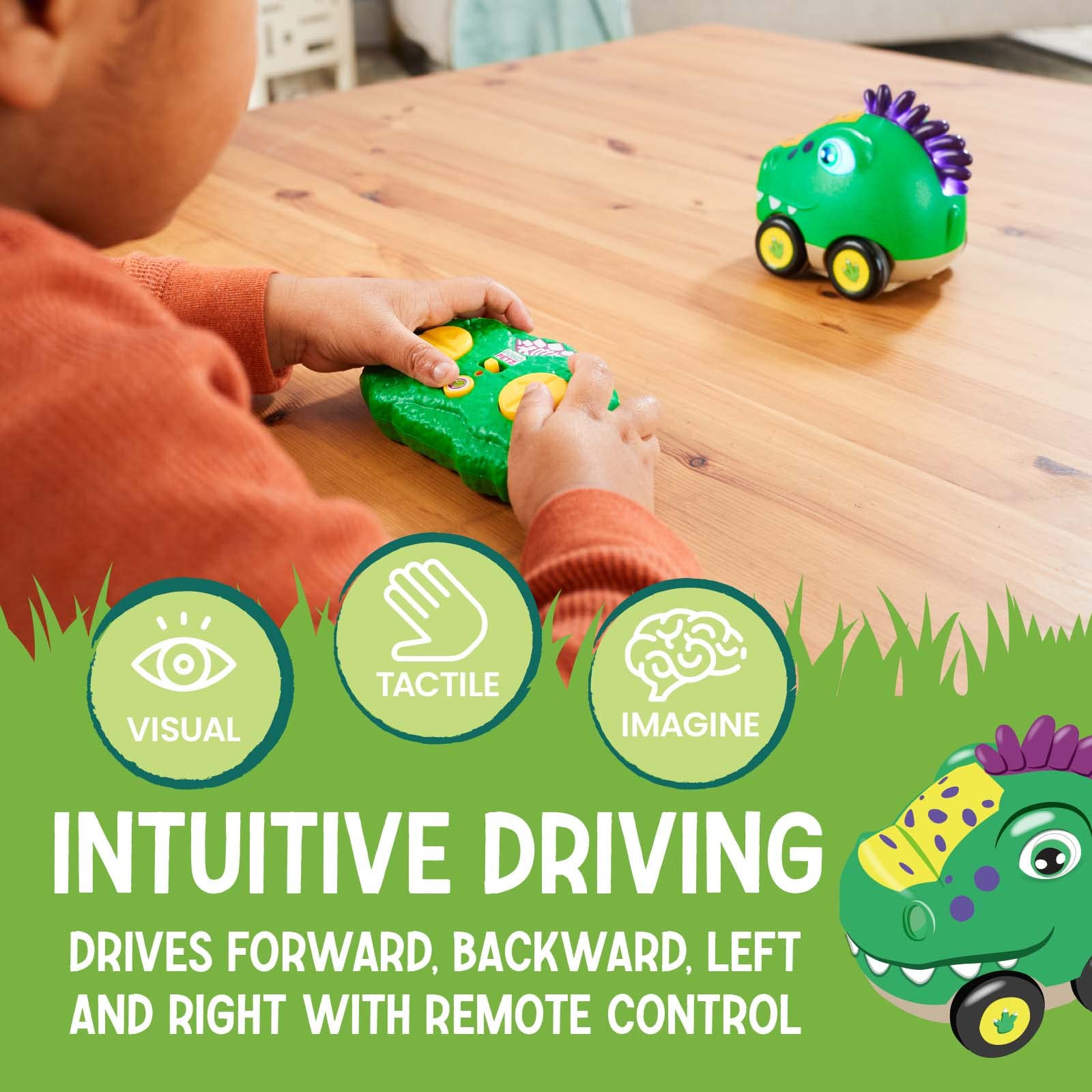 Flybar Poko Petz Remote Control Dinosaur Toy for Kids Ages 3-5 - 2.4GHz RC Car with Lights, Sounds & Voice Effects | Interactive Preschool Learning Toy for Boys & Girls | Perfect Birthday Gift for Toddlers - Fun Indoor & Outdoor Playtime Activity