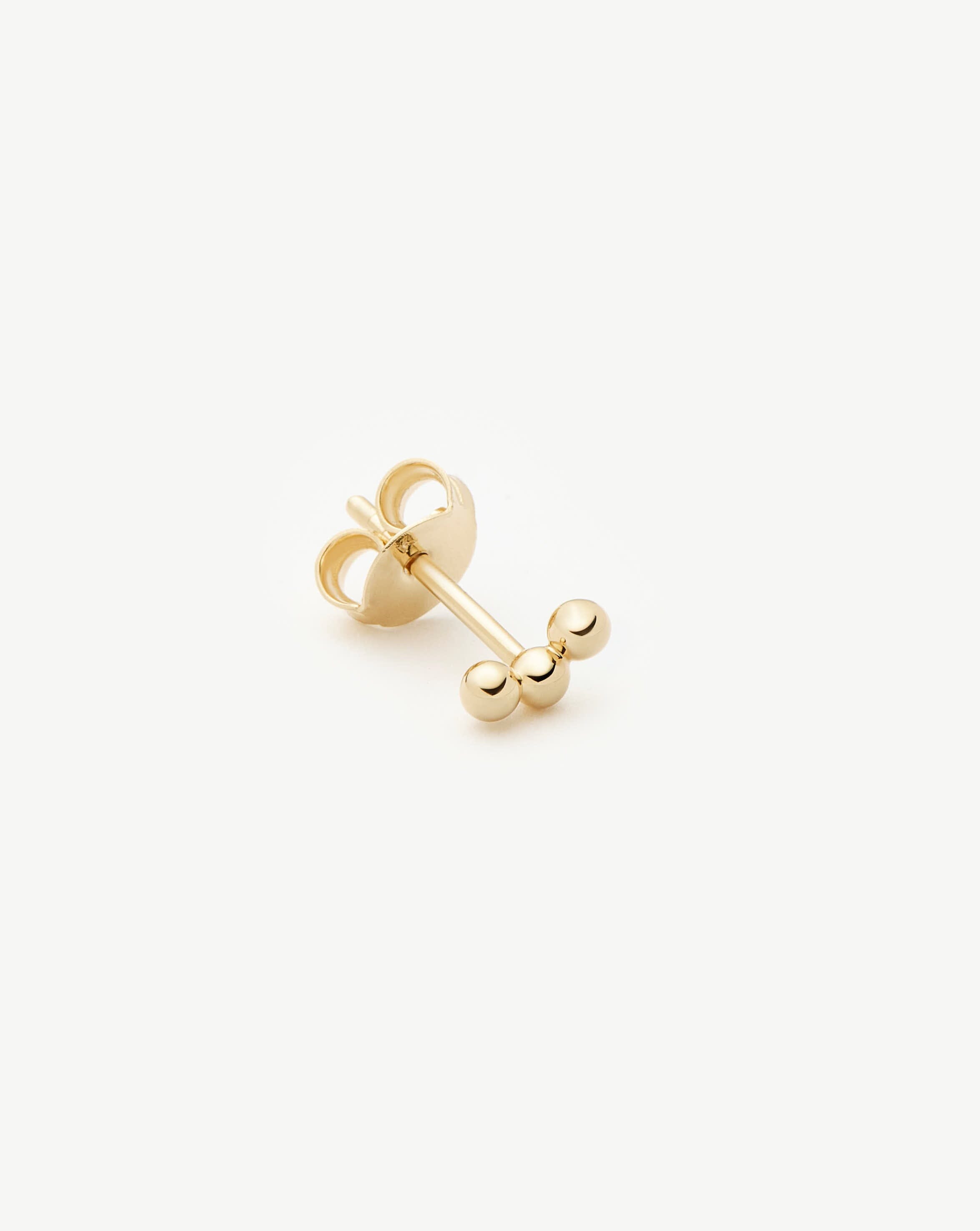 14k Solid Gold Single Stud Earrings for Women - Minimalist Fine Jewelry Trio Set | Perfect for Everyday Wear, Gifts & Special Occasions