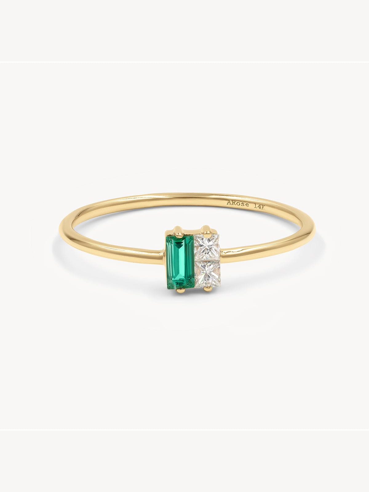 Emerald Diamond Twinkle Ring - 14K Gold Plated Elegant Jewelry for Women, Perfect for Engagement, Anniversary & Special Occasions