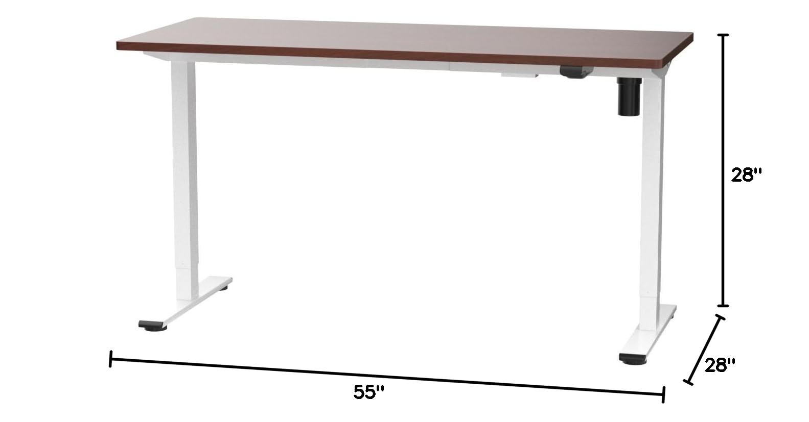 SANODESK 55 x 28 Inches Electric Standing Desk - Height Adjustable Whole-Piece Desktop with 6-Button Controller - Ergonomic Computer Desk for Home Office (White Frame & Mahogany Tabletop) - Perfect for Remote Work, Gaming Setup and Small Workspaces