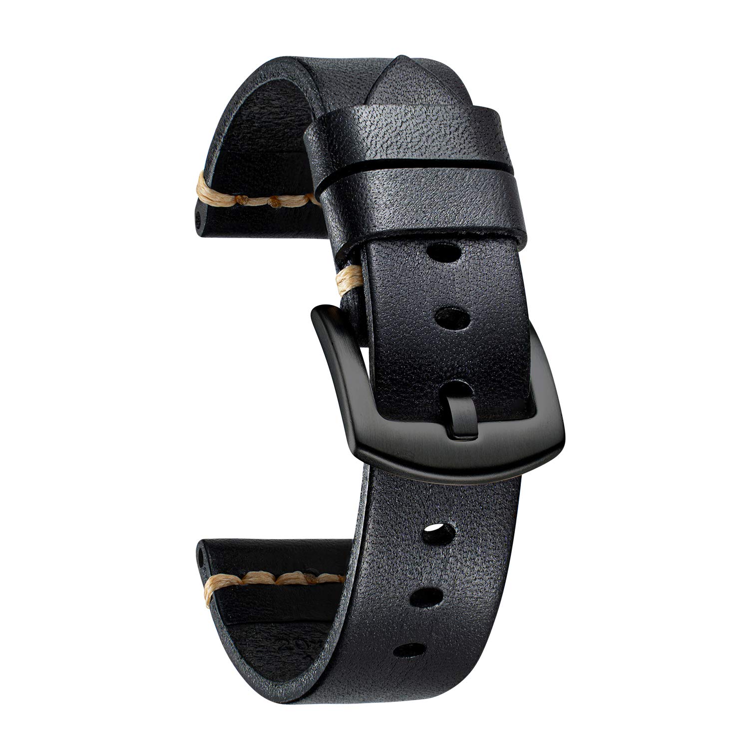 Premium Leather Watch Band 18/20/22/24mm - Compatible with Samsung, Huawei & Garmin Smartwatches - Soft Tanned Leather Strap for Men & Women - Perfect for Business, Casual & Outdoor Activities