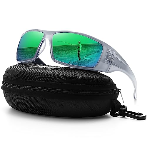 Glossy Gray Silver Frame/Green Mirror Lens