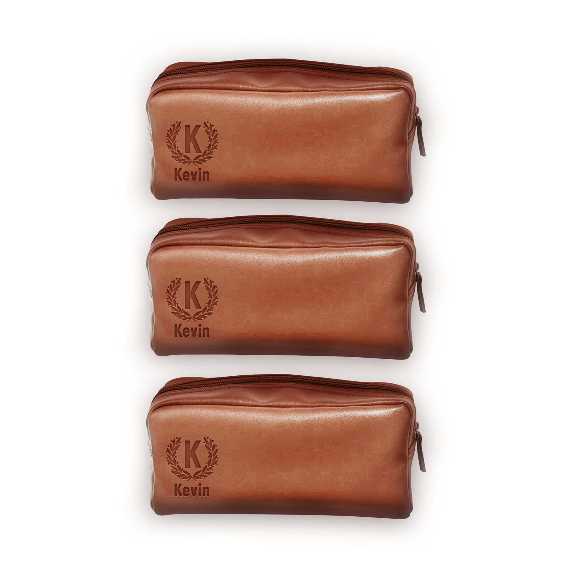 Premium Leather Toiletry Bag for Men - Custom Personalized Travel Shaving Kit - Ideal for Birthday, Holiday & Groomsmen Gifts (Brown) - Perfect for Business Trips, Gym & Weekend Getaways