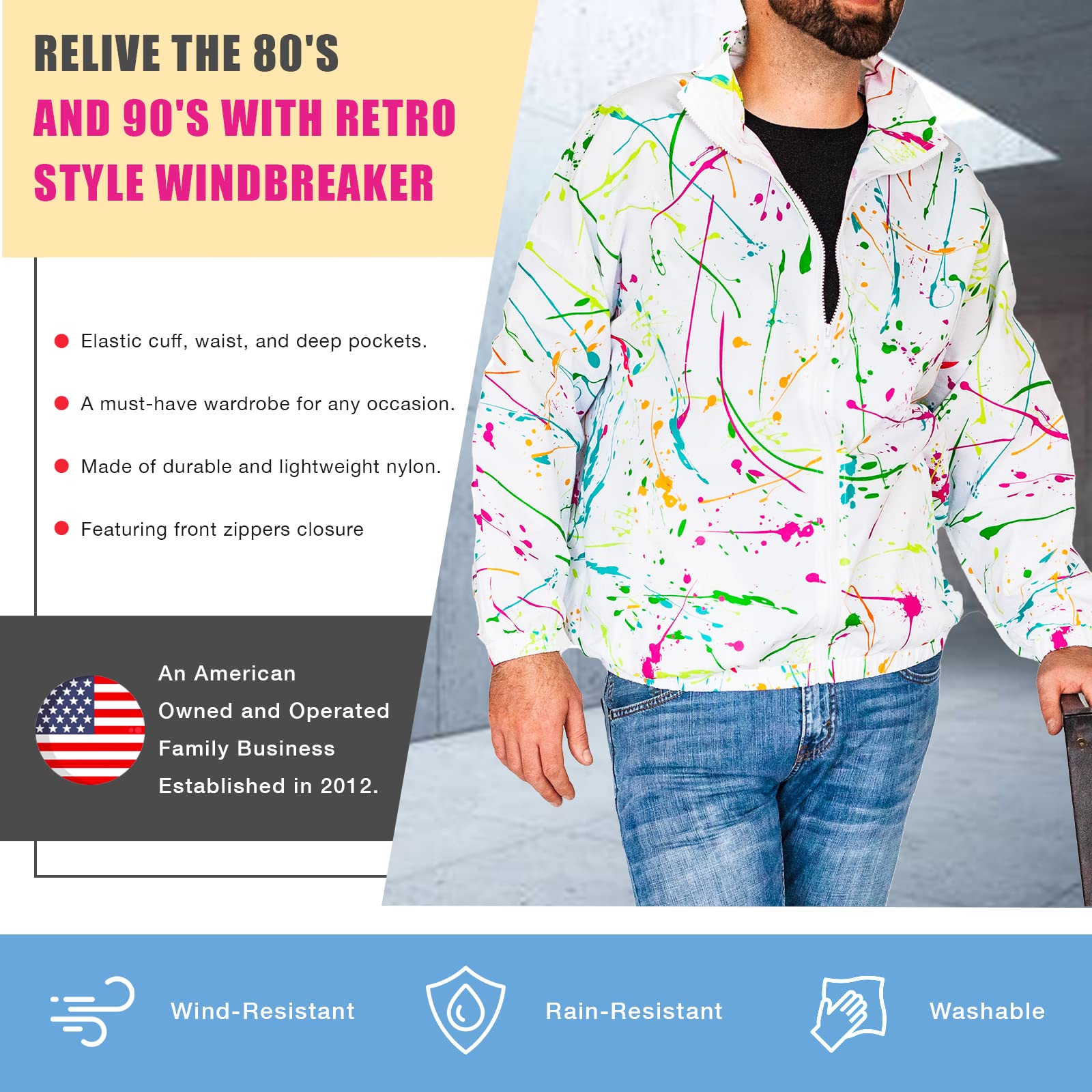 Vintage 80s & 90s Retro Windbreaker Jacket - Funny Guy Mugs Collection | Trendy Throwback Outerwear for Men & Women | Perfect for Casual Wear, Street Style & 90s Theme Parties