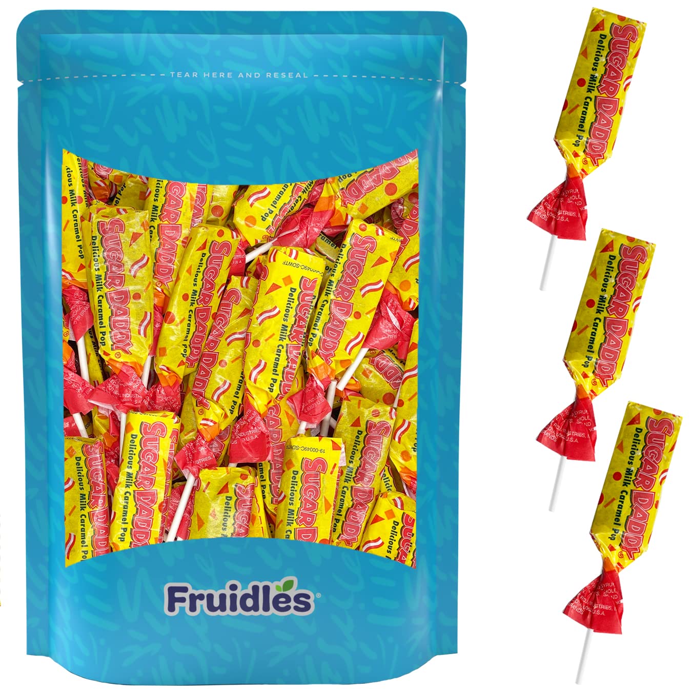 Fruidles Sugar Daddy Taffy Lollipops - Delicious Milk Caramel Candy Pops - Gourmet Individually Wrapped Sweets (8oz) - Perfect for Parties, Gifts & Sweet Cravings