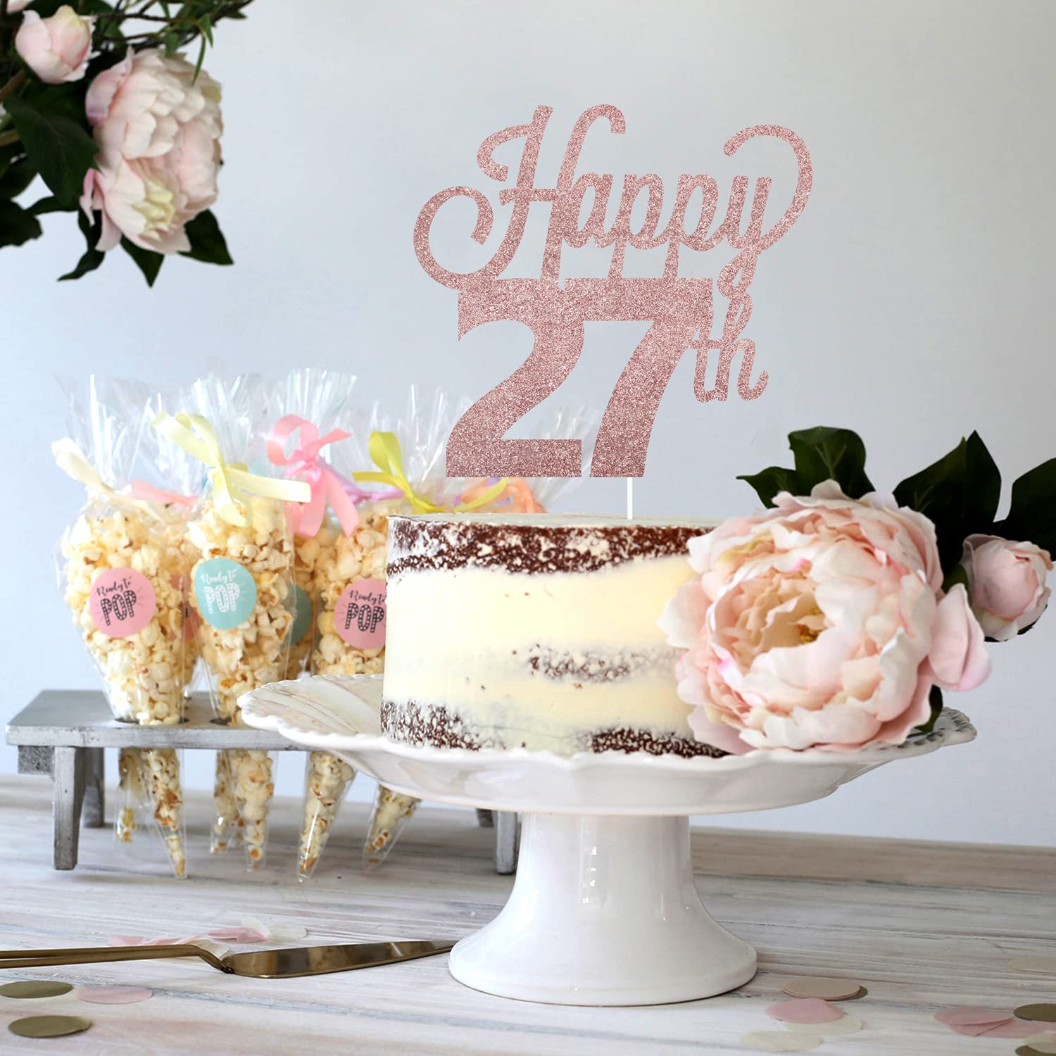 Happy 27th Birthday Cake Topper - Cheers to 27 Years Old Party Decorations for Women & Men - Perfect for Birthday Cakes, Cupcakes, and Dessert Table Centerpieces