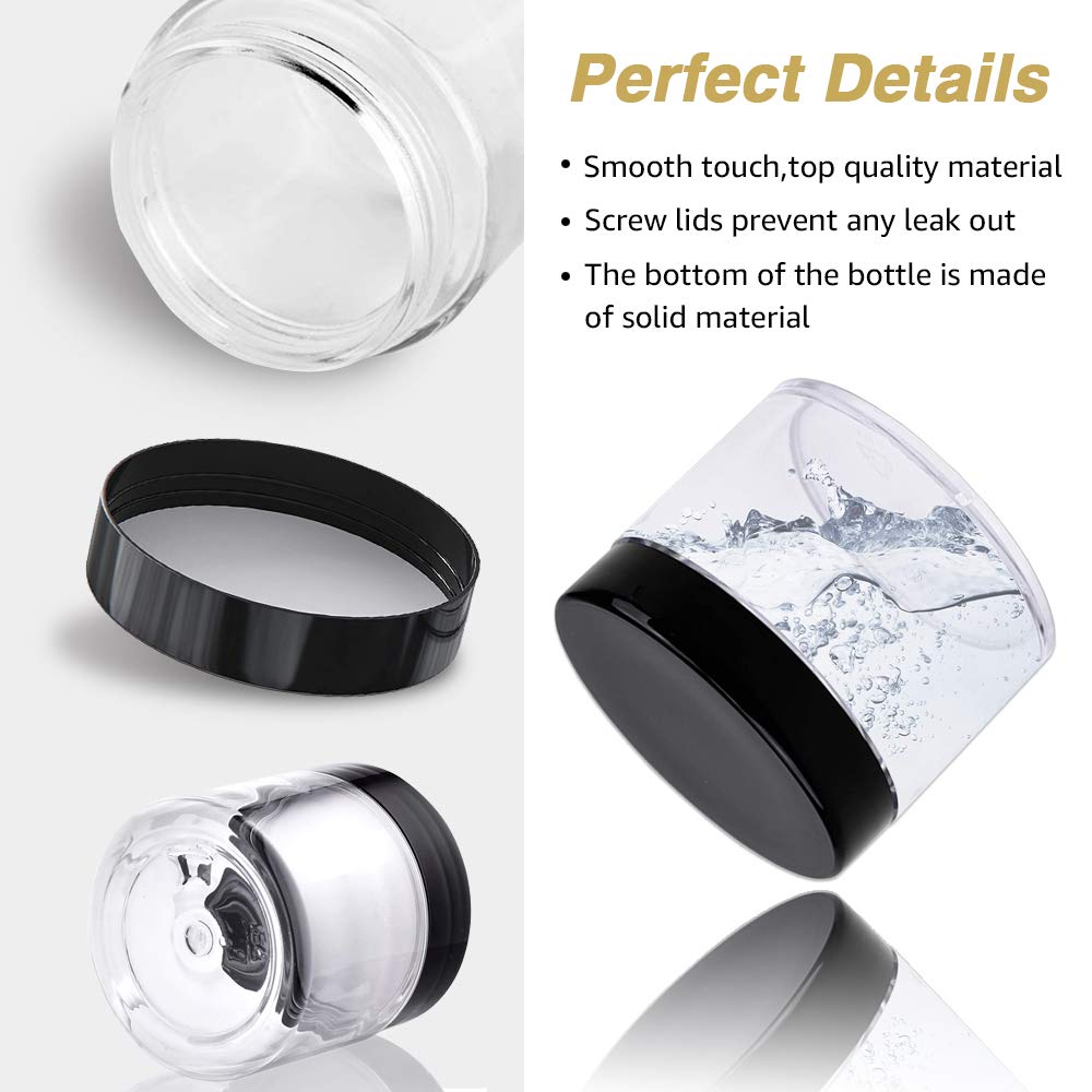 48-Pack 2oz Clear Plastic Cosmetic Jars with Lids | 20g Small Round Containers for Cream, Body Butter, Lip Scrub, Eyeshadow & Travel Size Products | Perfect for DIY Beauty, Sample Packaging & Organizing Jewelry Beads