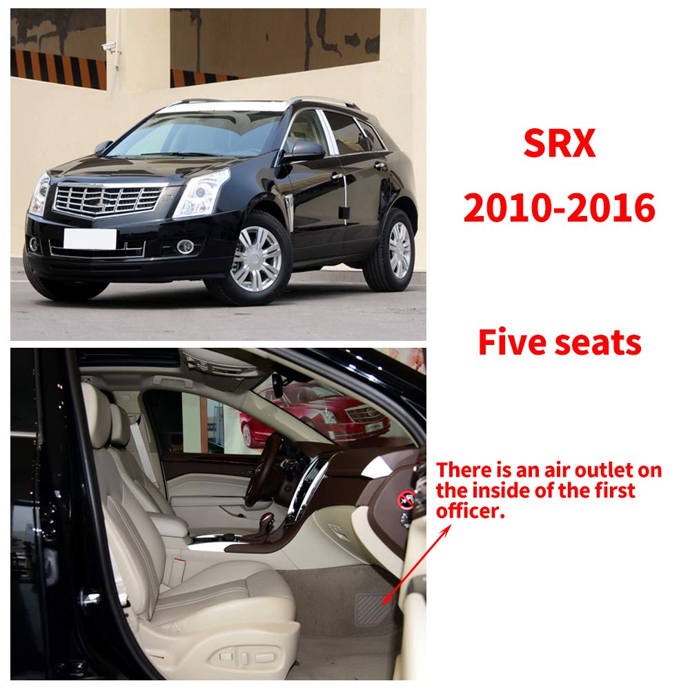 Premium All-Weather Car Floor Mats for Cadillac SRX 2010-2016 Models - 5-Seat Full Coverage Non-Slip Leather Liners with Air Outlet Design (Black-Red) - Perfect for Daily Commuting, Road Trips & Winter Protection